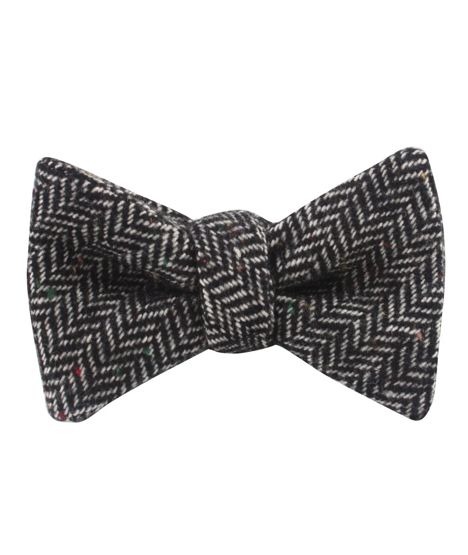 Herringbone Raven Black Wool Self Bow Tie - Image 2