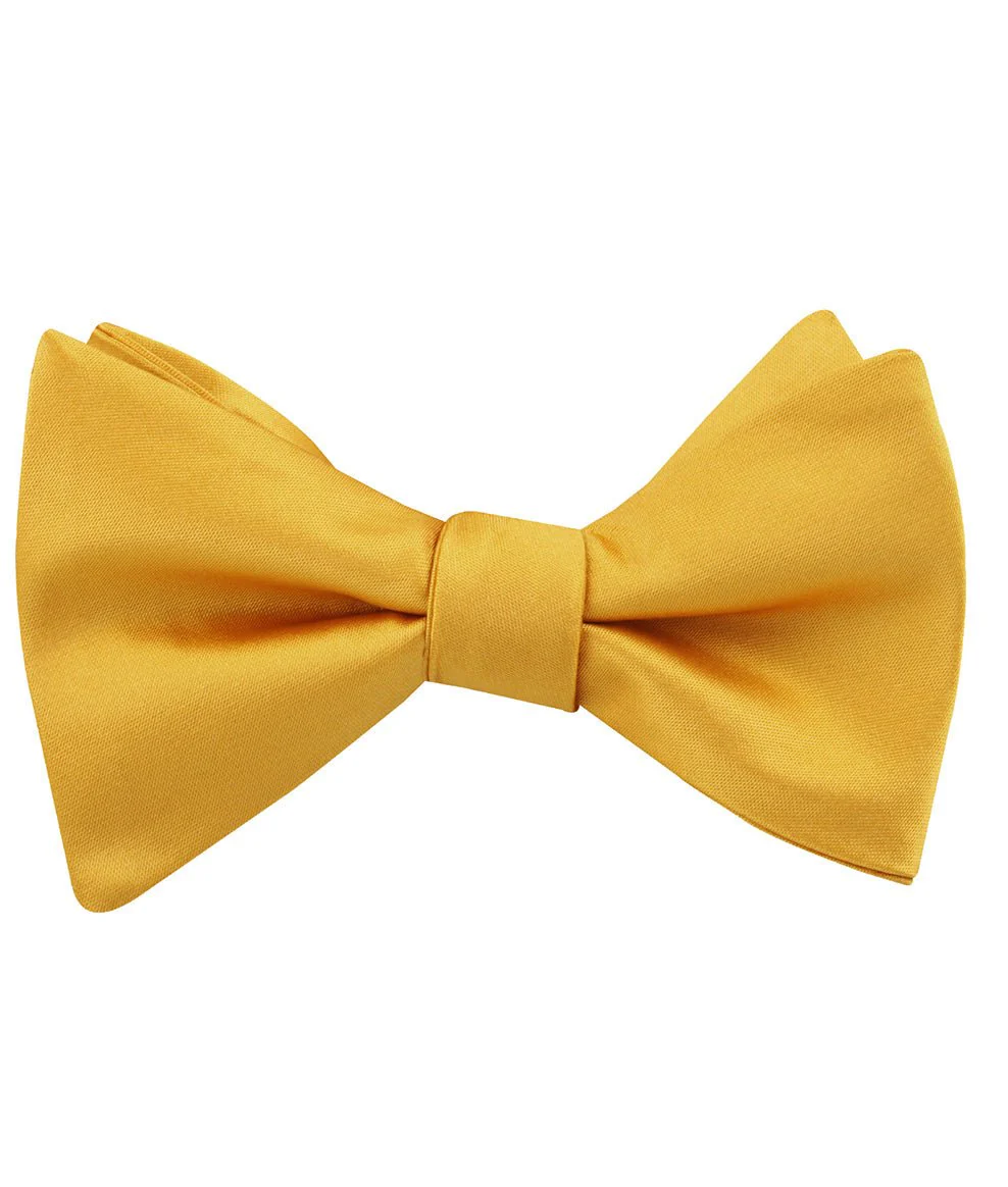 Honey Gold Yellow Satin Self Bow Tie - Image 2