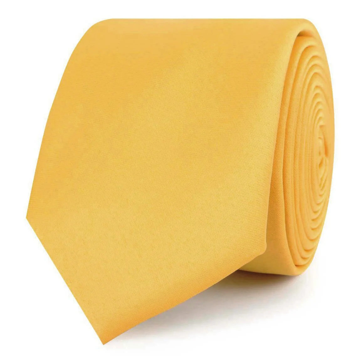 Honey Gold Yellow Satin Skinny Tie - Image 2