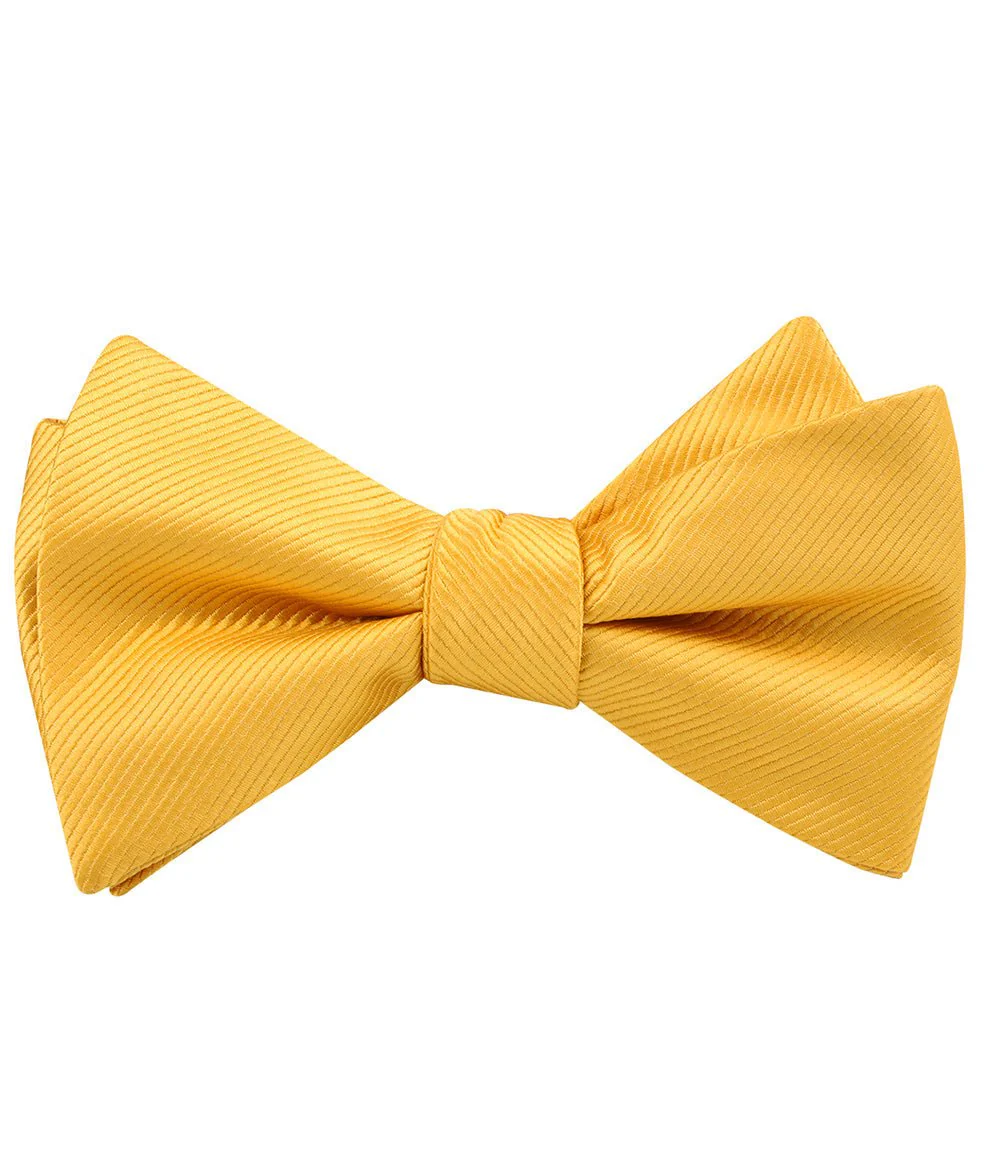 Honey Gold Yellow Twill Self Bow Tie - Image 2