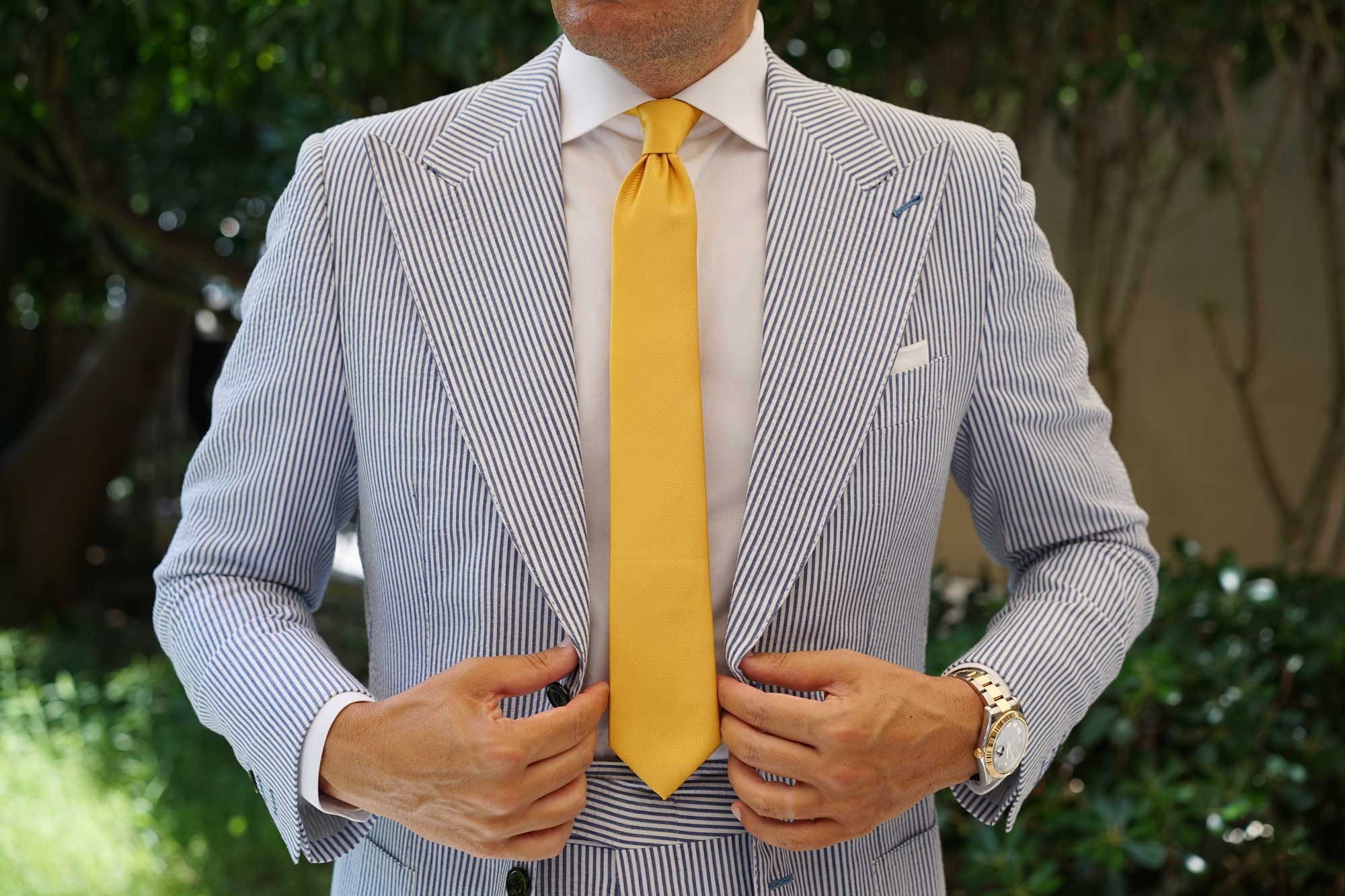 Honey Gold Yellow Twill Skinny Tie - Image 10