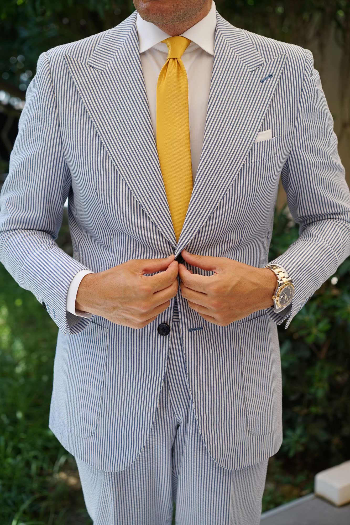 Honey Gold Yellow Twill Skinny Tie - Image 11