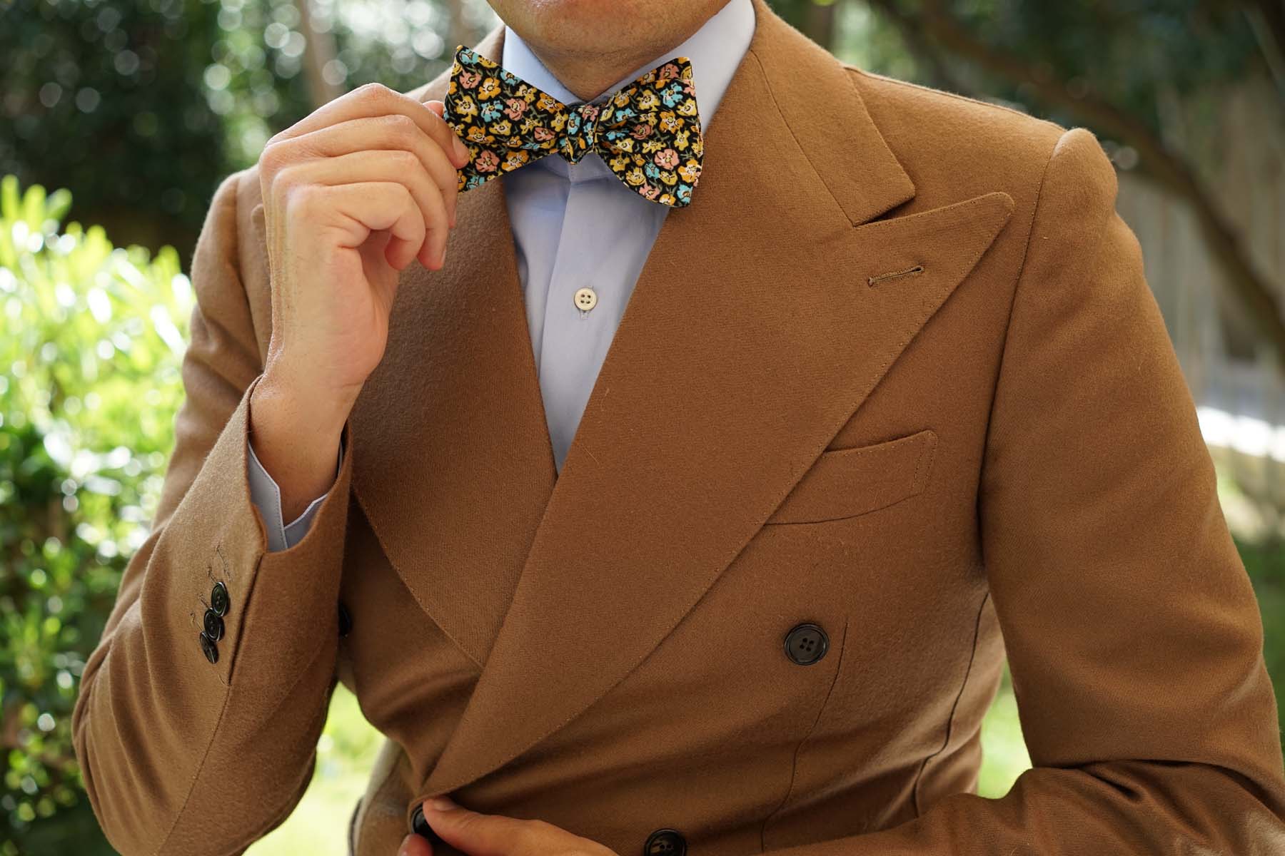Huelva Yellow Floral Self Bow Tie - Image 6