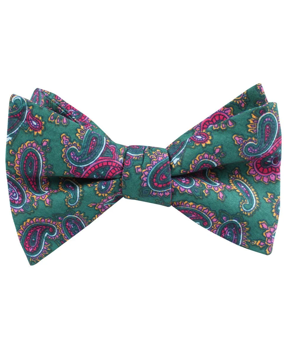 Hunter Green Isfahan Paisley Self Bow Tie - Image 2