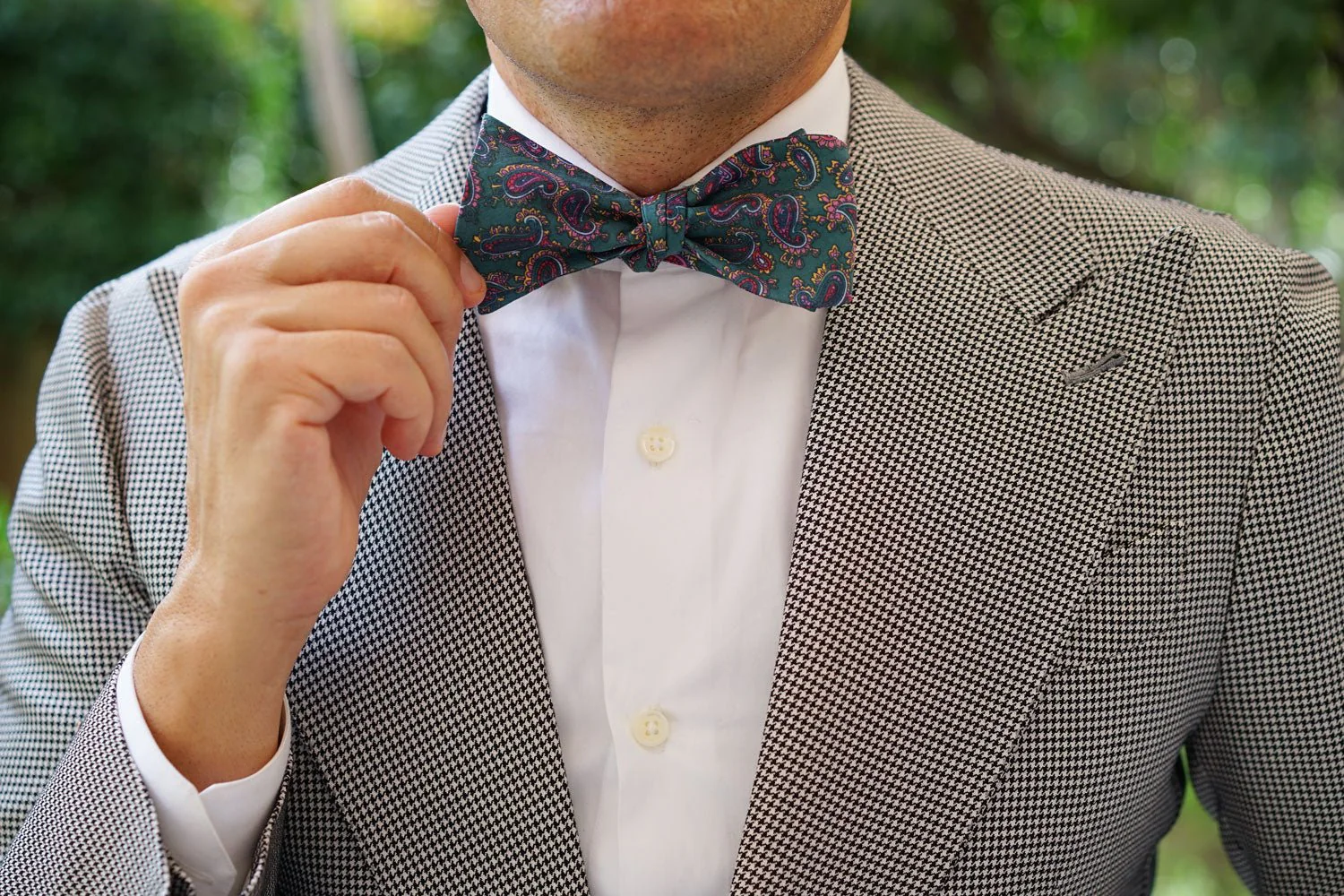 Hunter Green Isfahan Paisley Self Bow Tie - Image 7