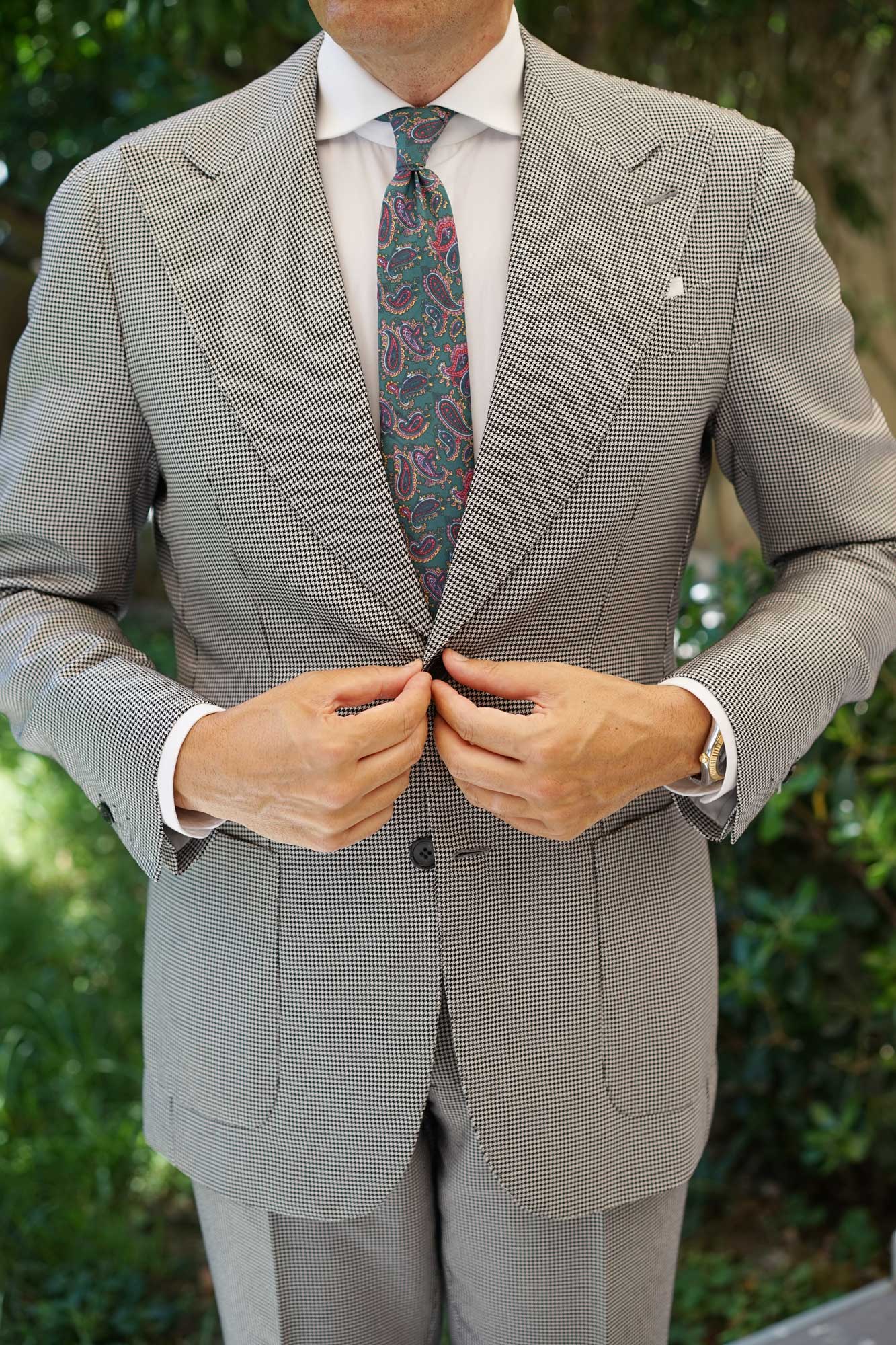 Hunter Green Isfahan Paisley Skinny Tie - Image 5