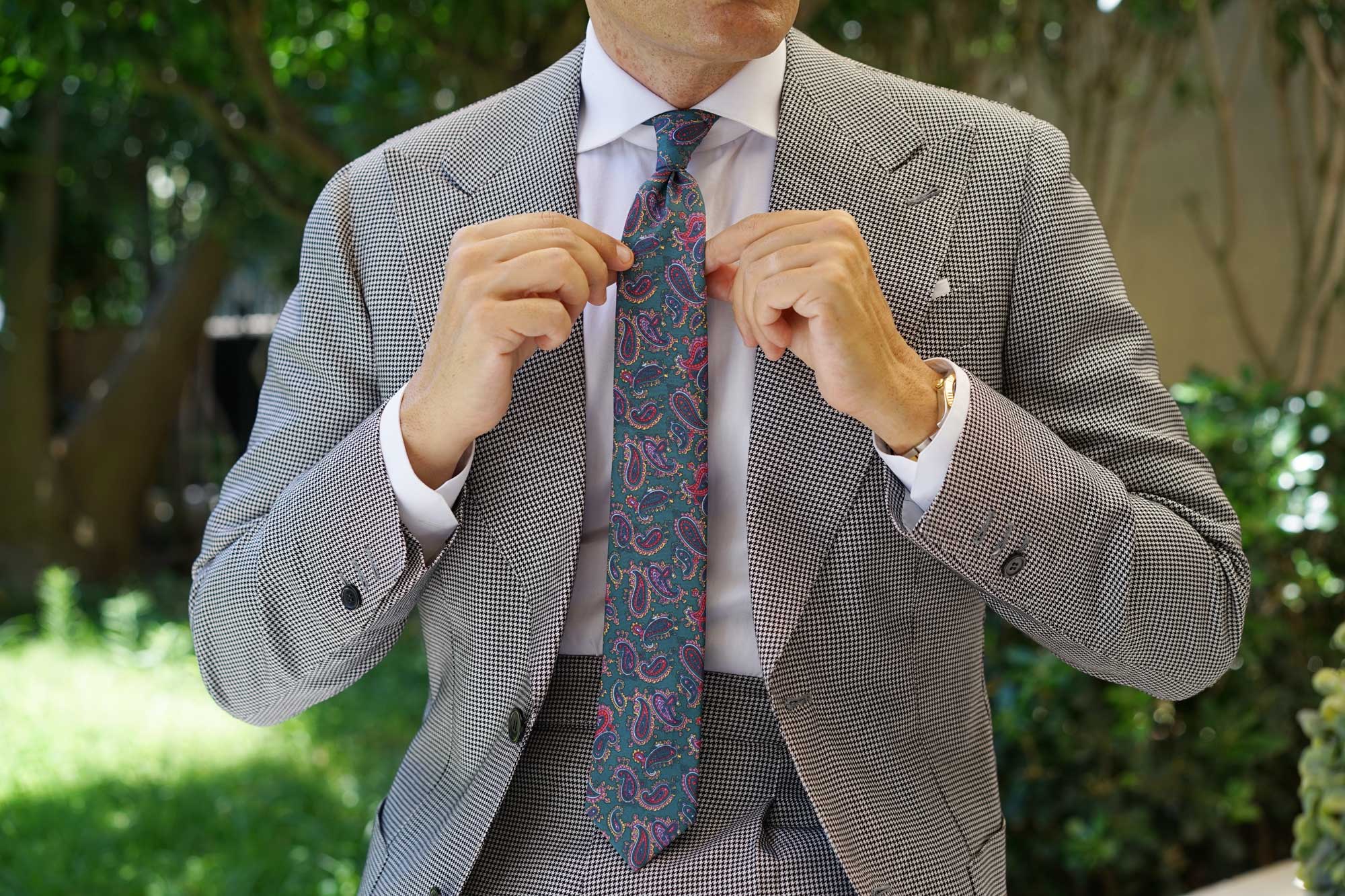 Hunter Green Isfahan Paisley Skinny Tie - Image 6