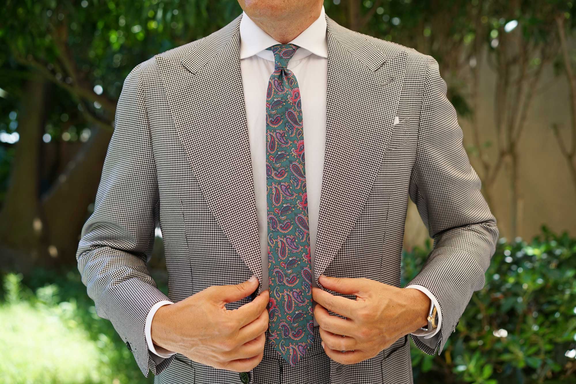 Hunter Green Isfahan Paisley Skinny Tie - Image 8