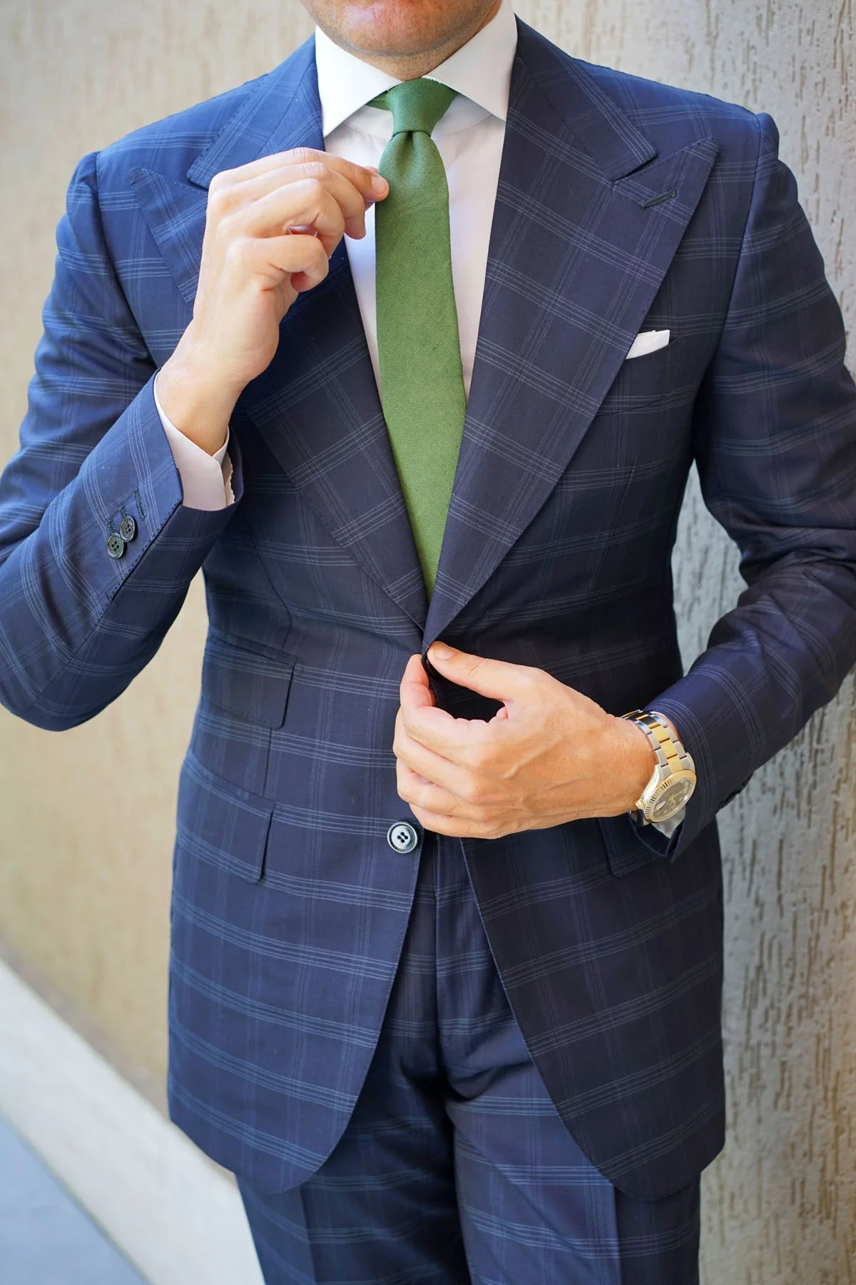 Hunter Green Slub Linen Skinny Tie - Image 8