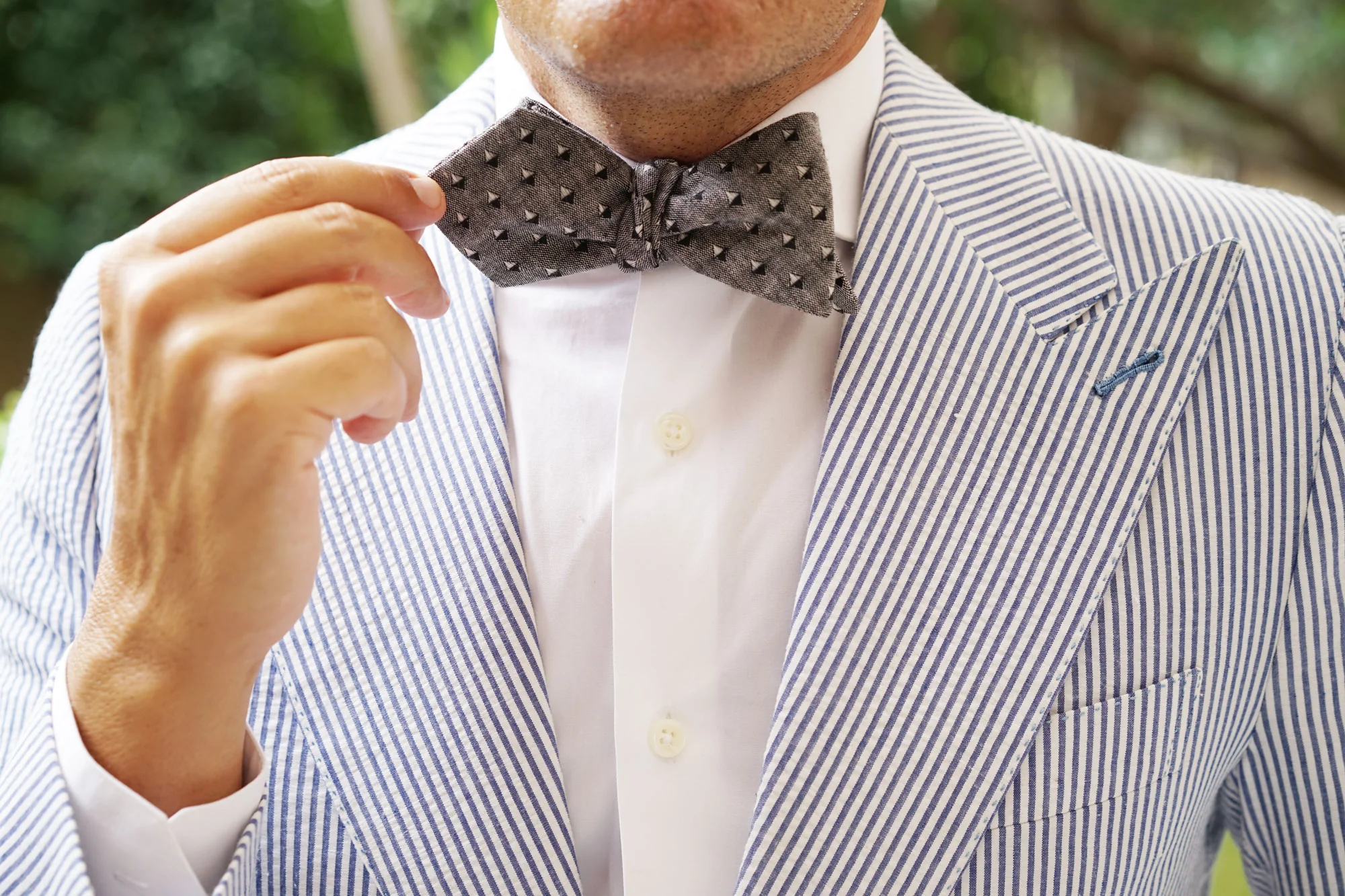 Inception Black Linen Diamond Self Bow Tie - Image 10