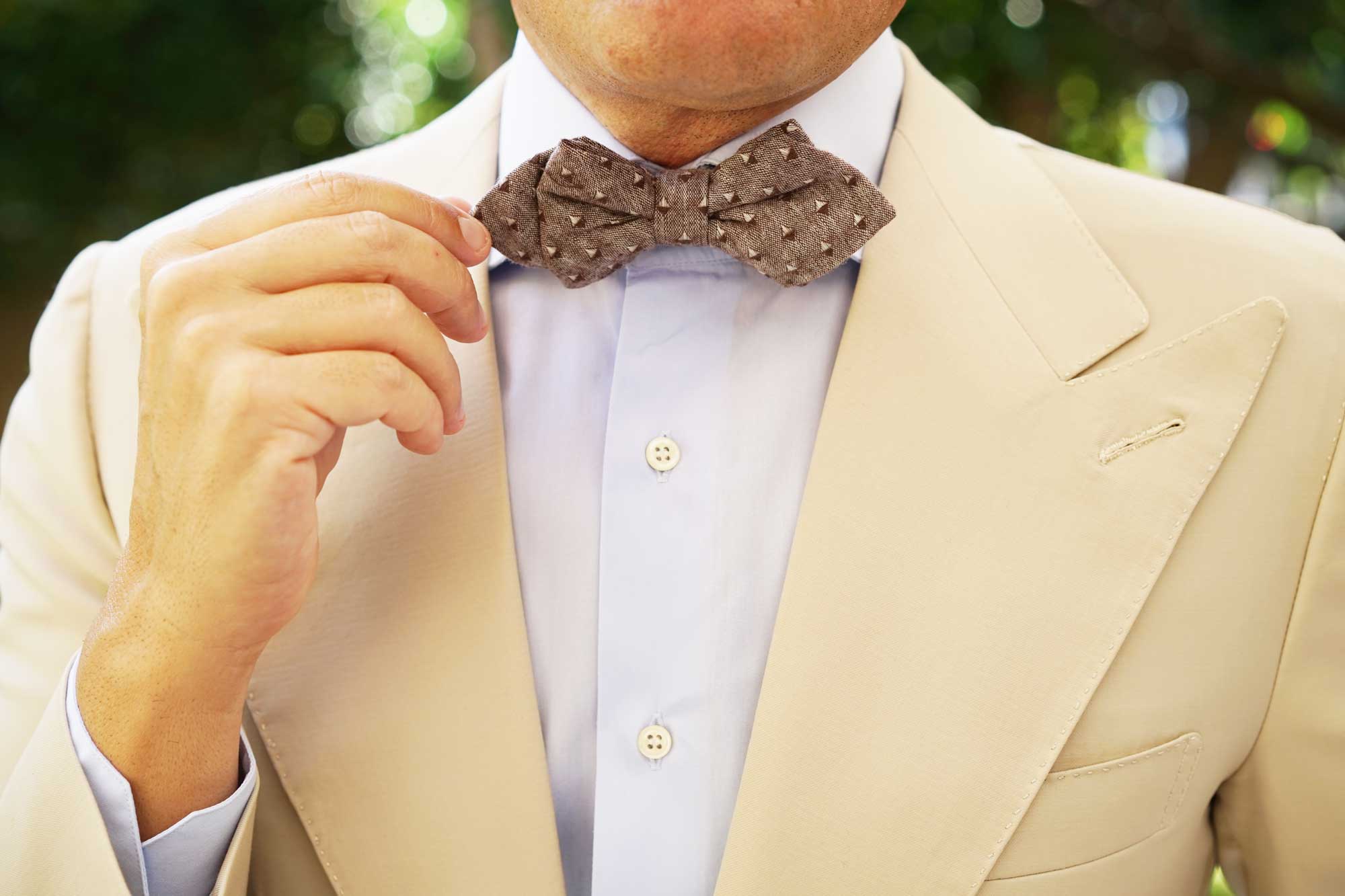 Inception Brown Linen Diamond Bow Tie - Image 7