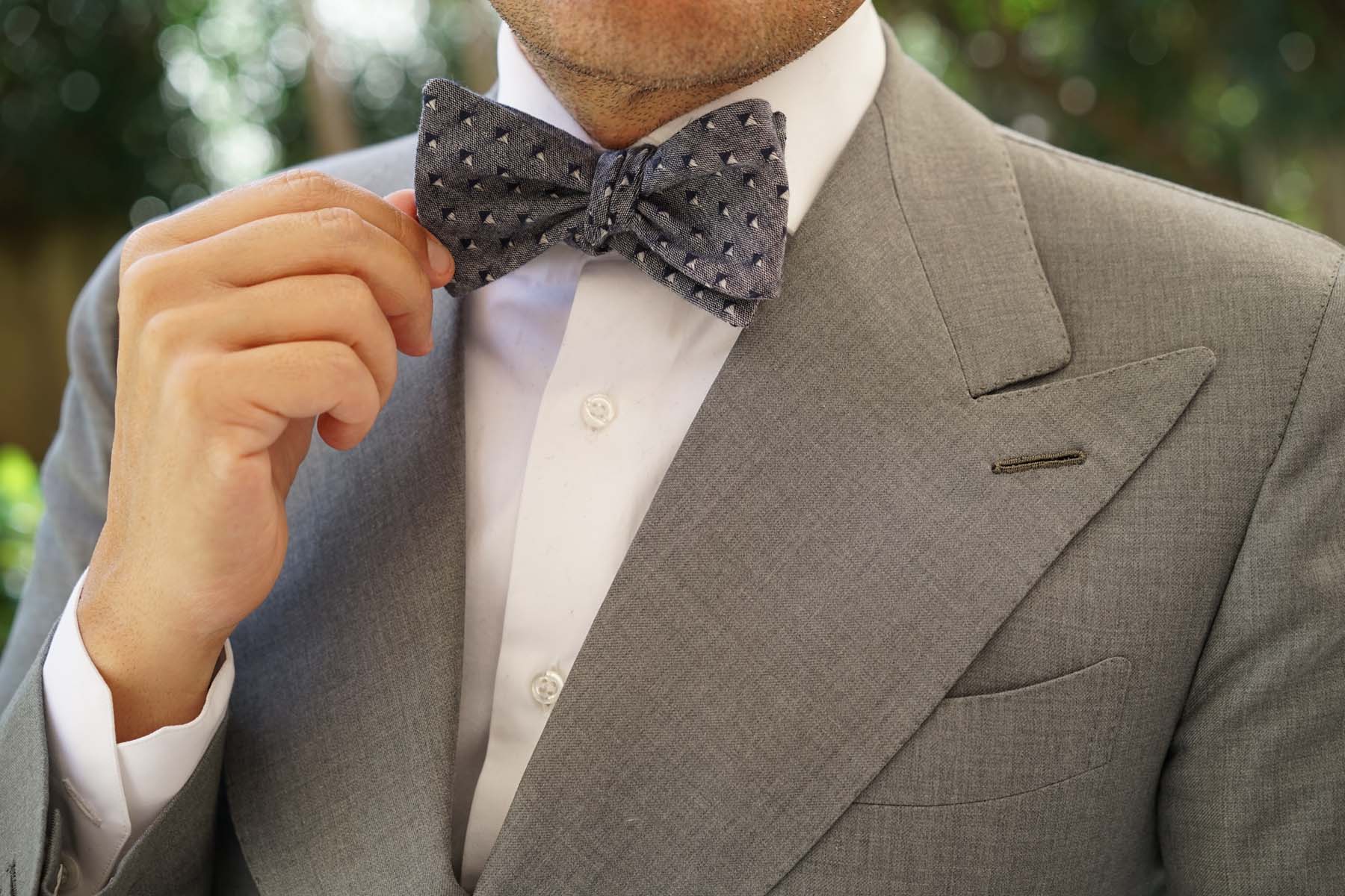 Inception Navy Linen Self Bow Tie - Image 7
