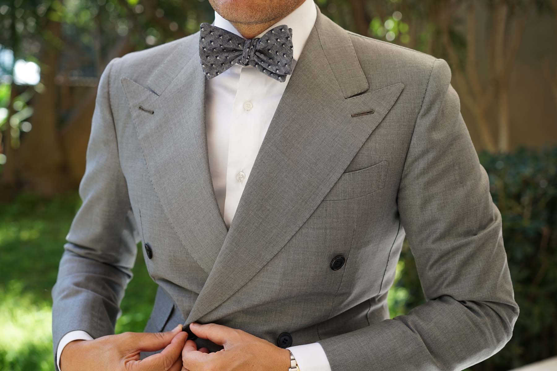 Inception Navy Linen Self Bow Tie - Image 9