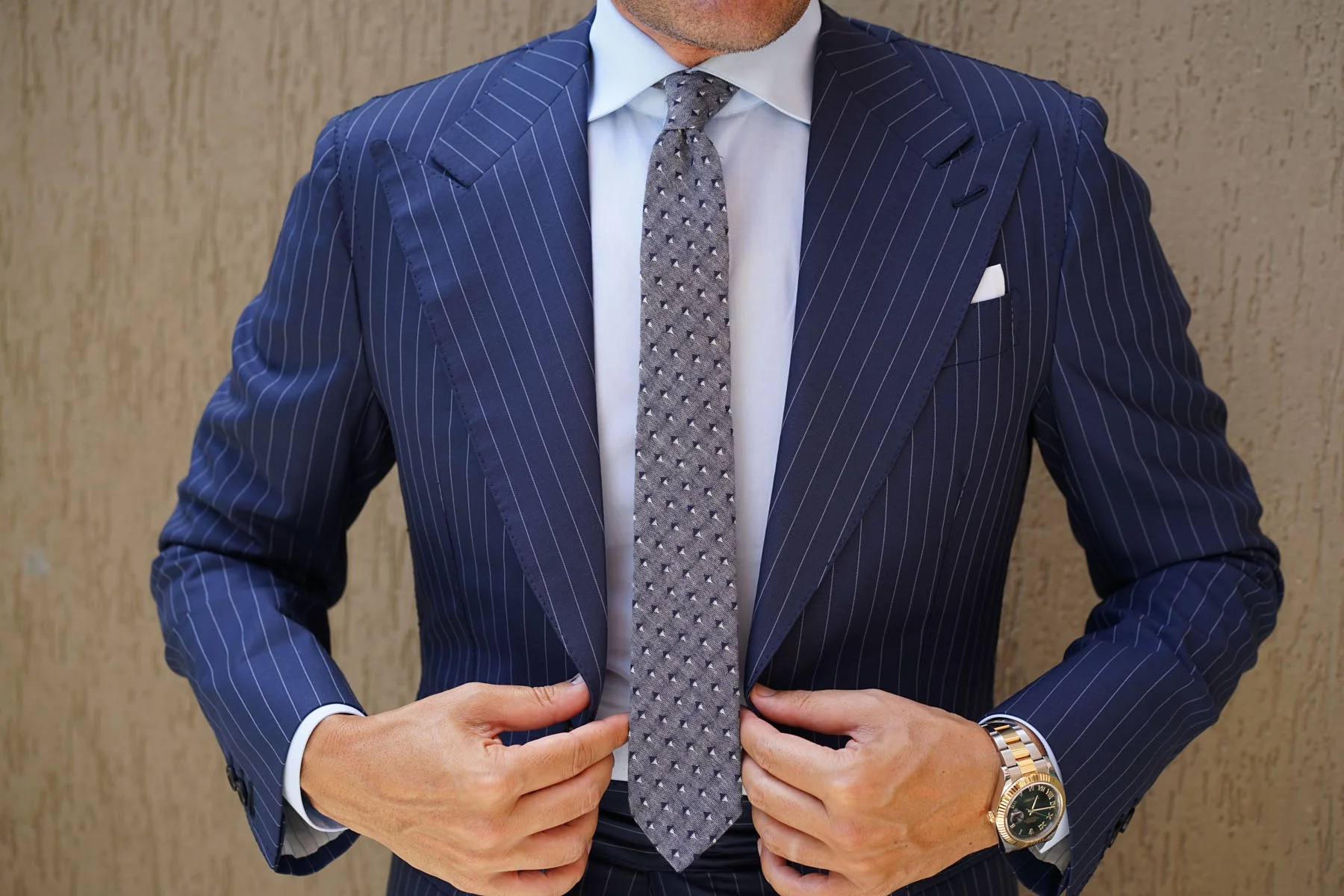Inception Navy Linen Skinny Tie - Image 6