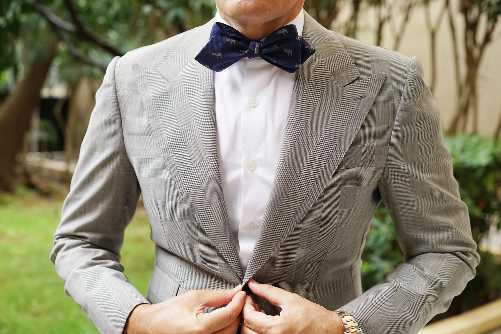 Indian Elephant Diamond Self Bow Tie - Image 6