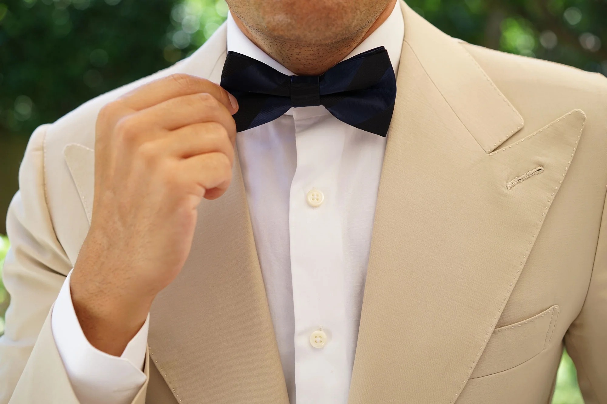 Indigo Blue-Black Striped Bow Tie - Image 6