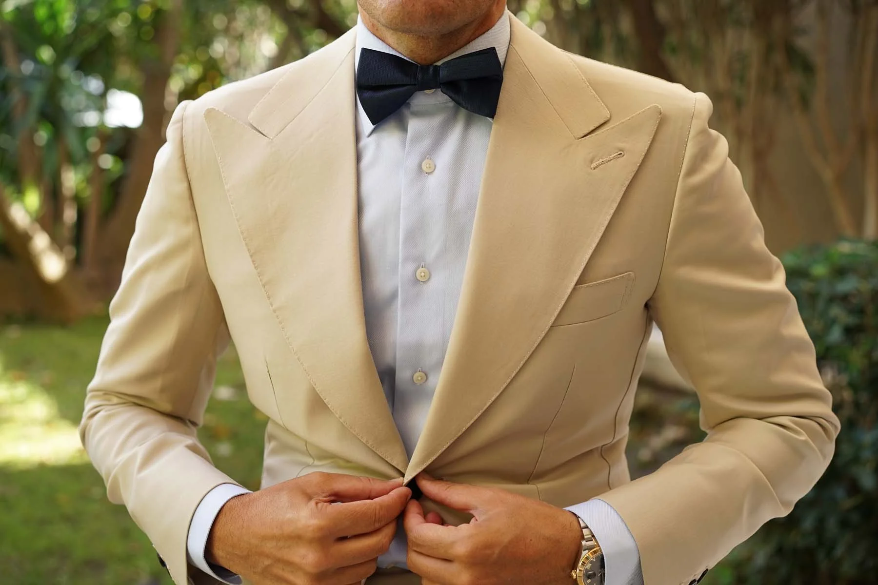 Indigo Blue Herringbone Bow Tie - Image 6