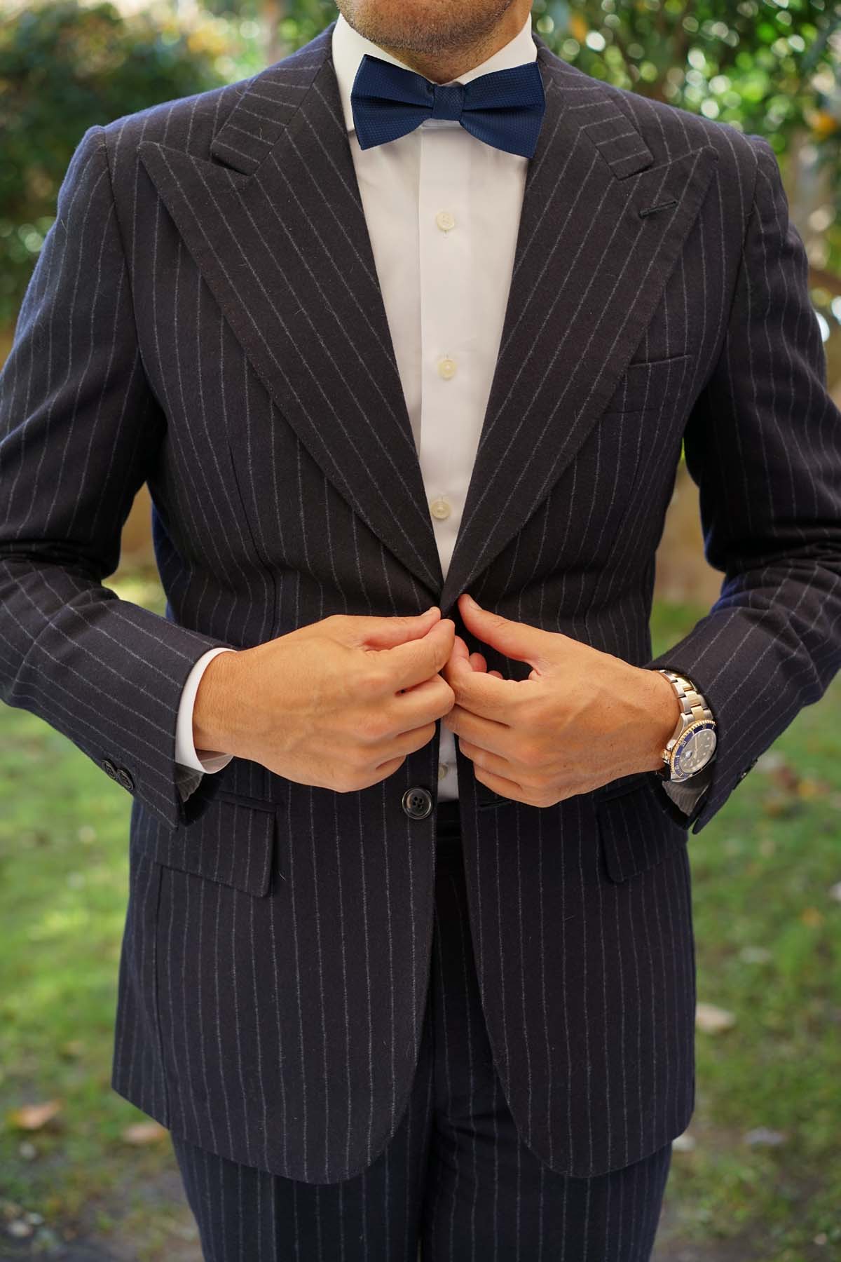 Indigo Navy Honeycomb Bow Tie - Image 7
