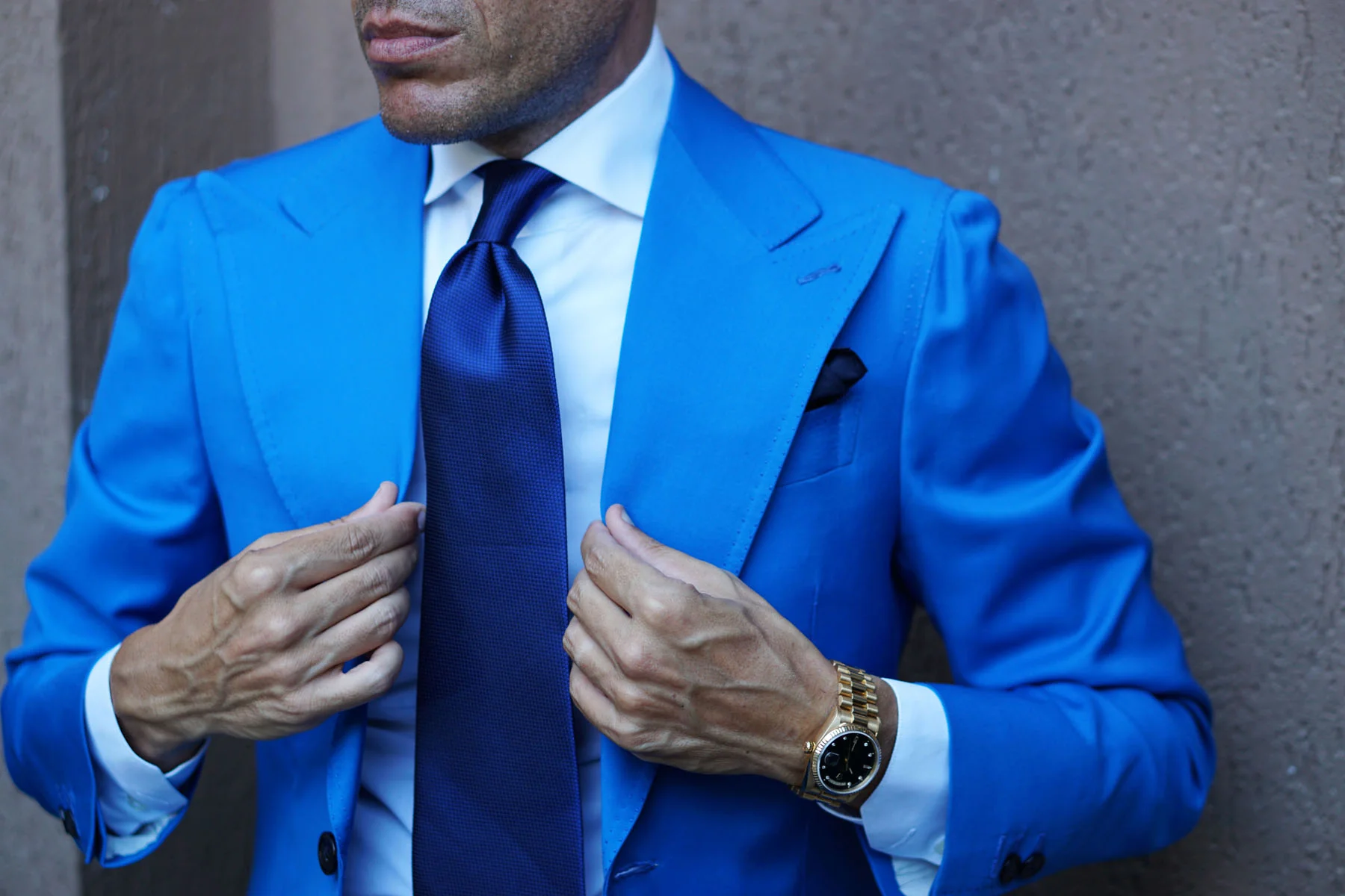 Indigo Navy Honeycomb Necktie - Image 22