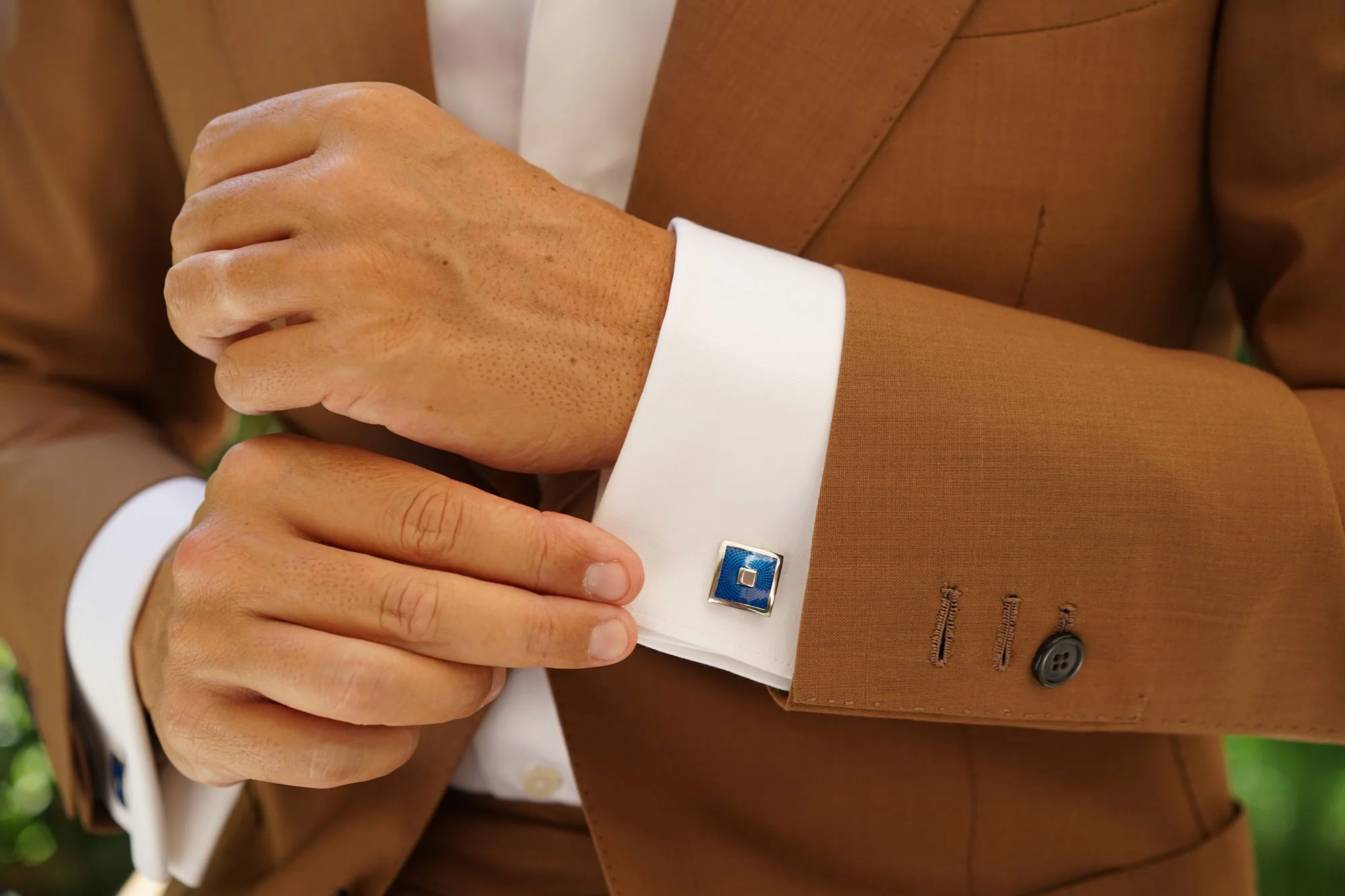 Infinity Blue and Silver Square Cufflinks - Image 6