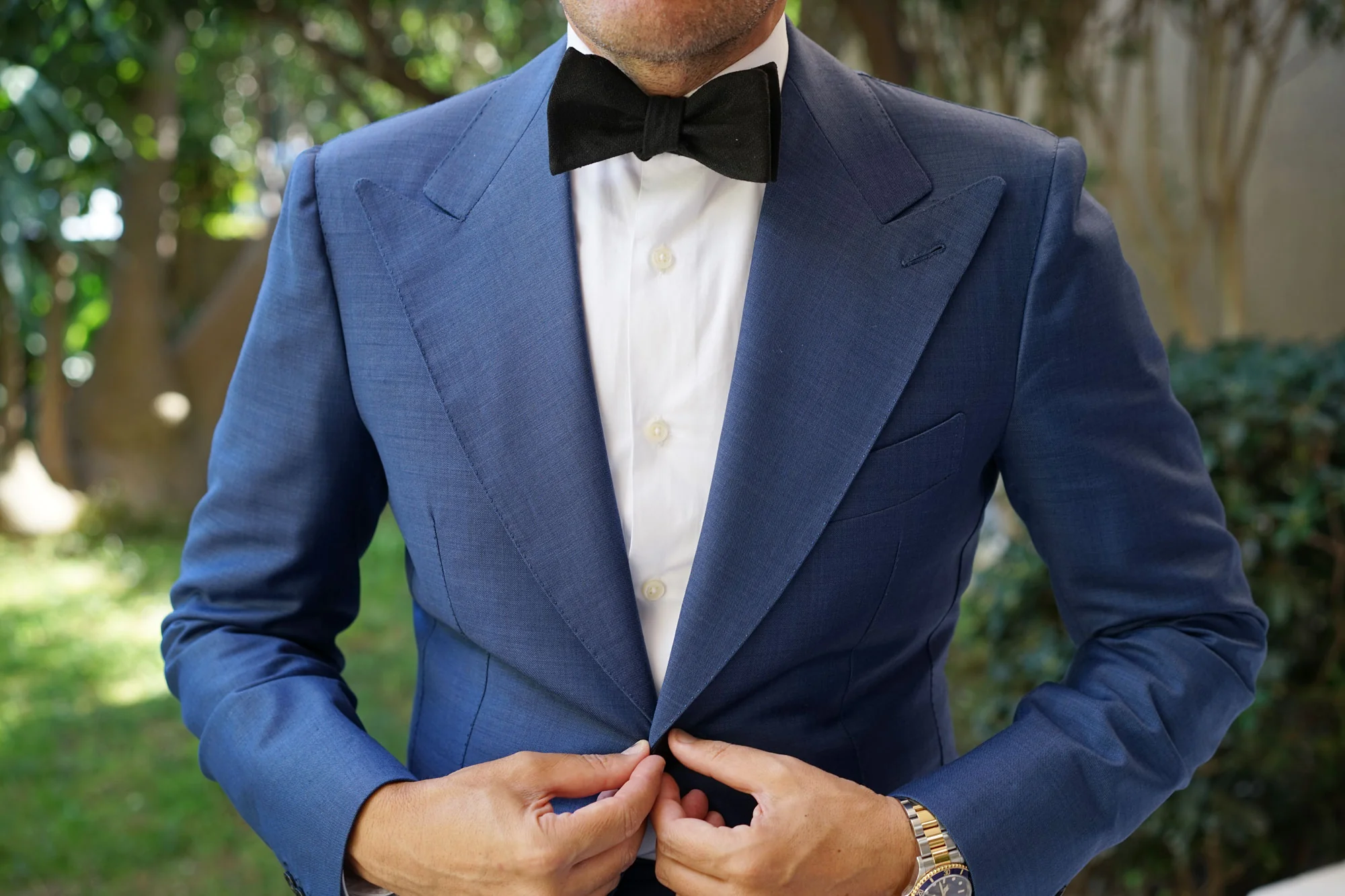Ink Black Slub Linen Self Bow Tie - Image 9