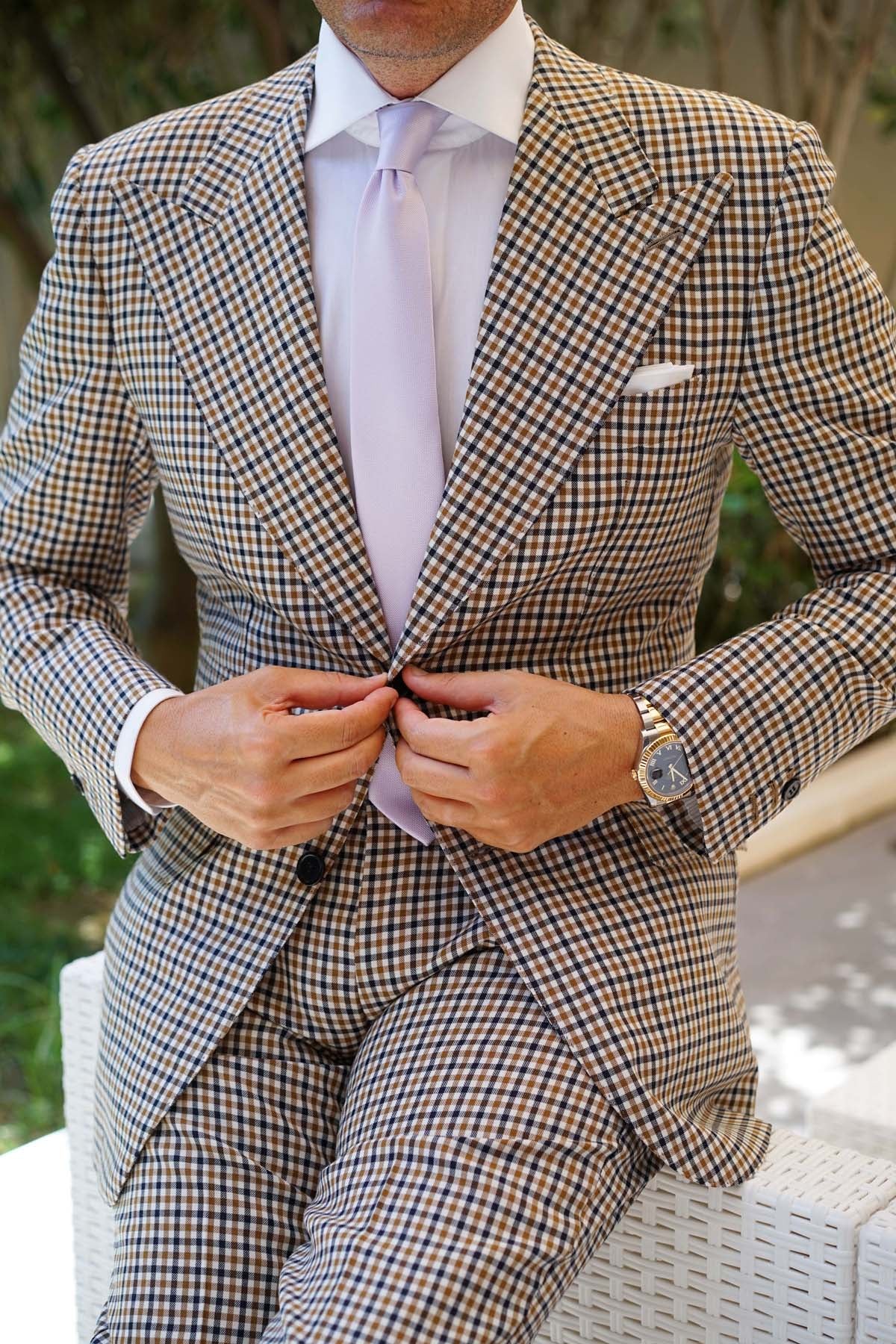 Iris Lilac Purple Weave Skinny Tie - Image 6