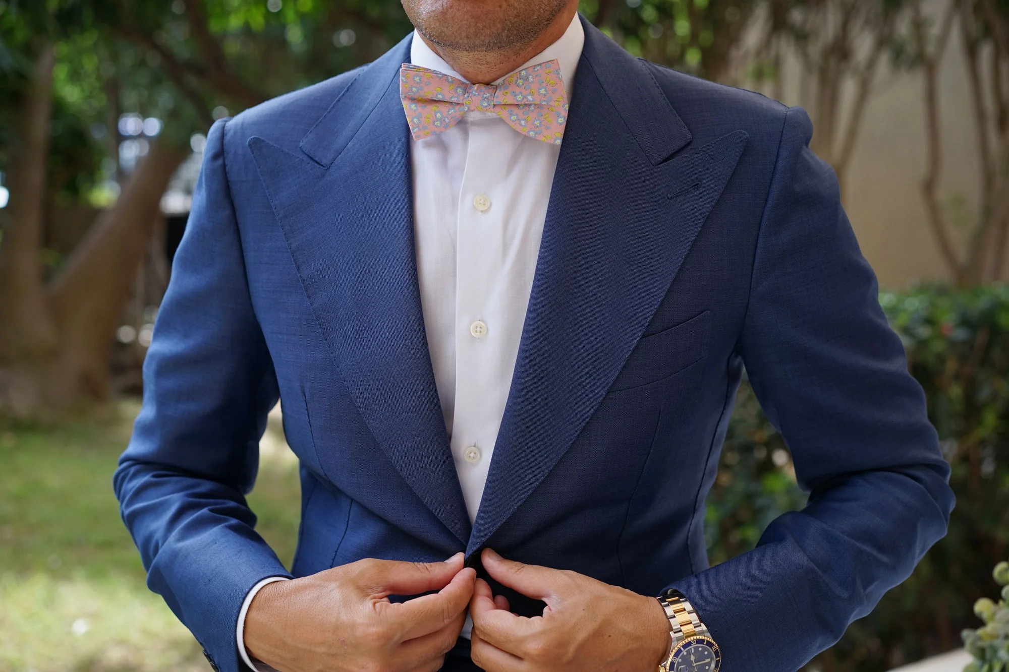 Isle of Skye Peach Floral Bow Tie - Image 3