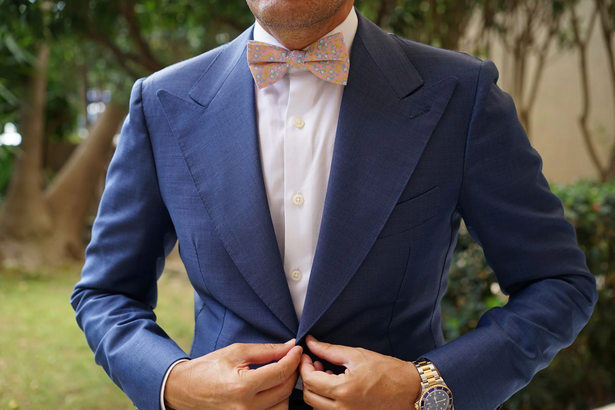 Isle of Skye Peach Floral Bow Tie - Image 8