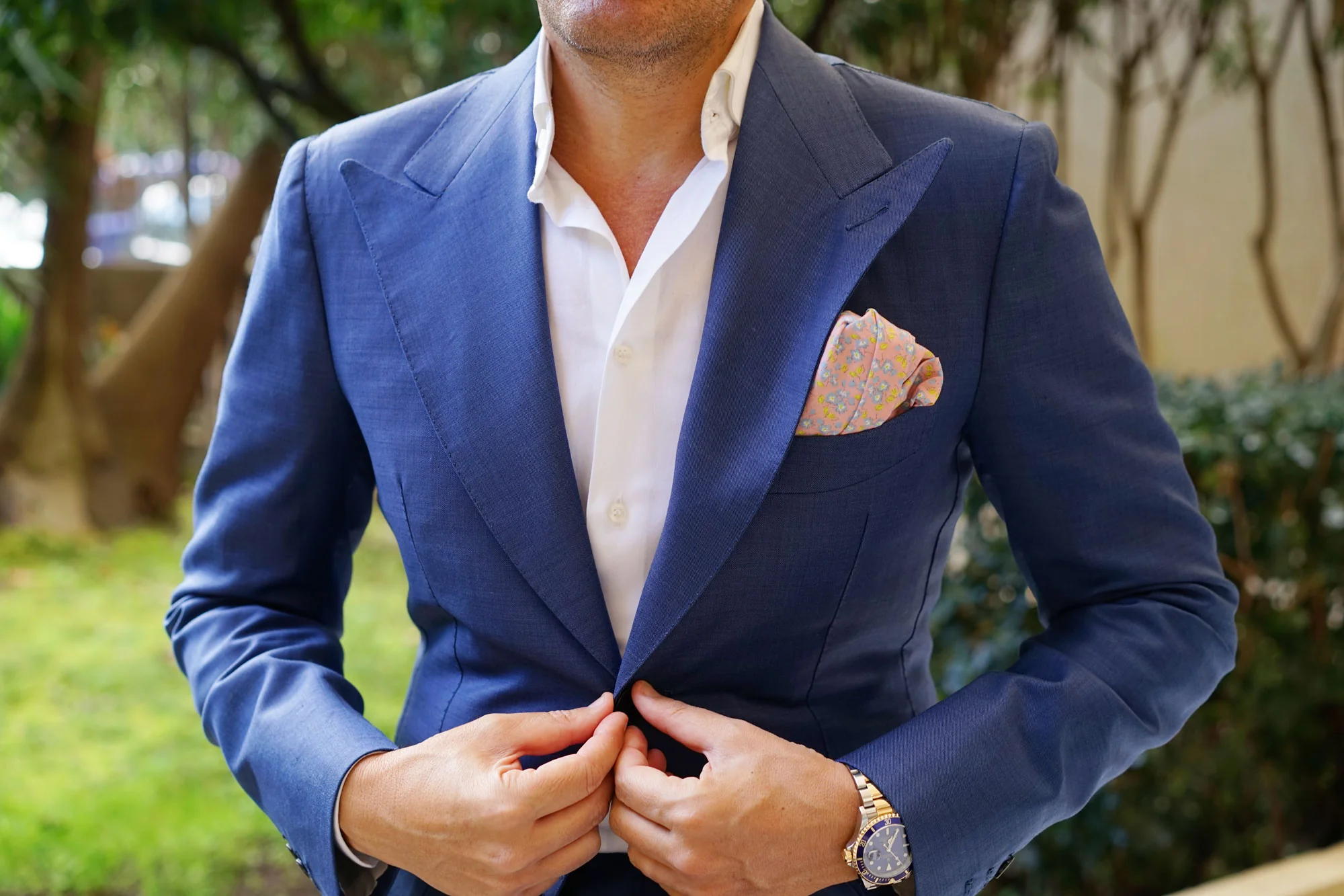Isle of Skye Peach Floral Pocket Square - Image 3