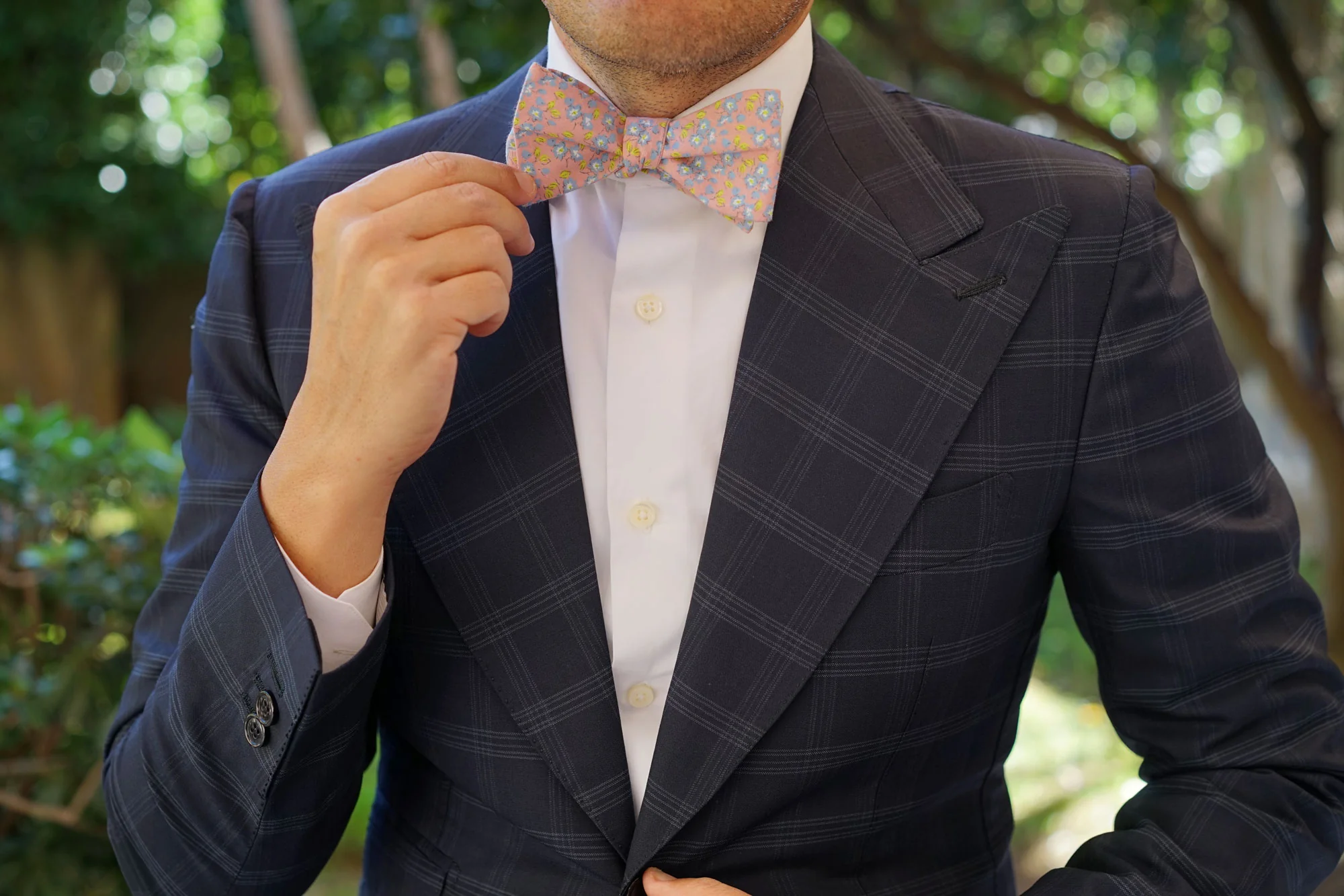 Isle of Skye Peach Floral Self Bow Tie - Image 6