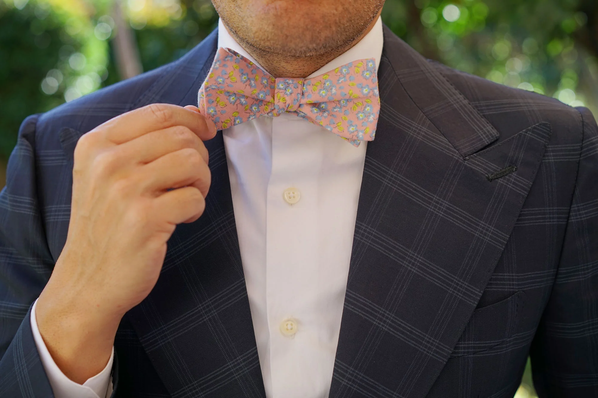 Isle of Skye Peach Floral Self Bow Tie - Image 7