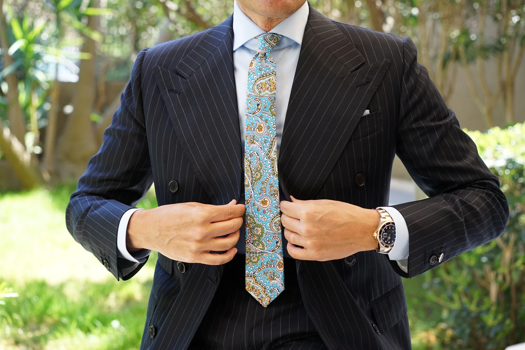 Isola Comacina Blue Paisley Skinny Tie - Image 4