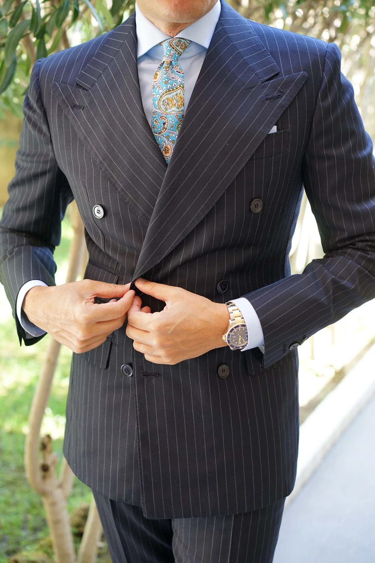 Isola Comacina Blue Paisley Skinny Tie - Image 5