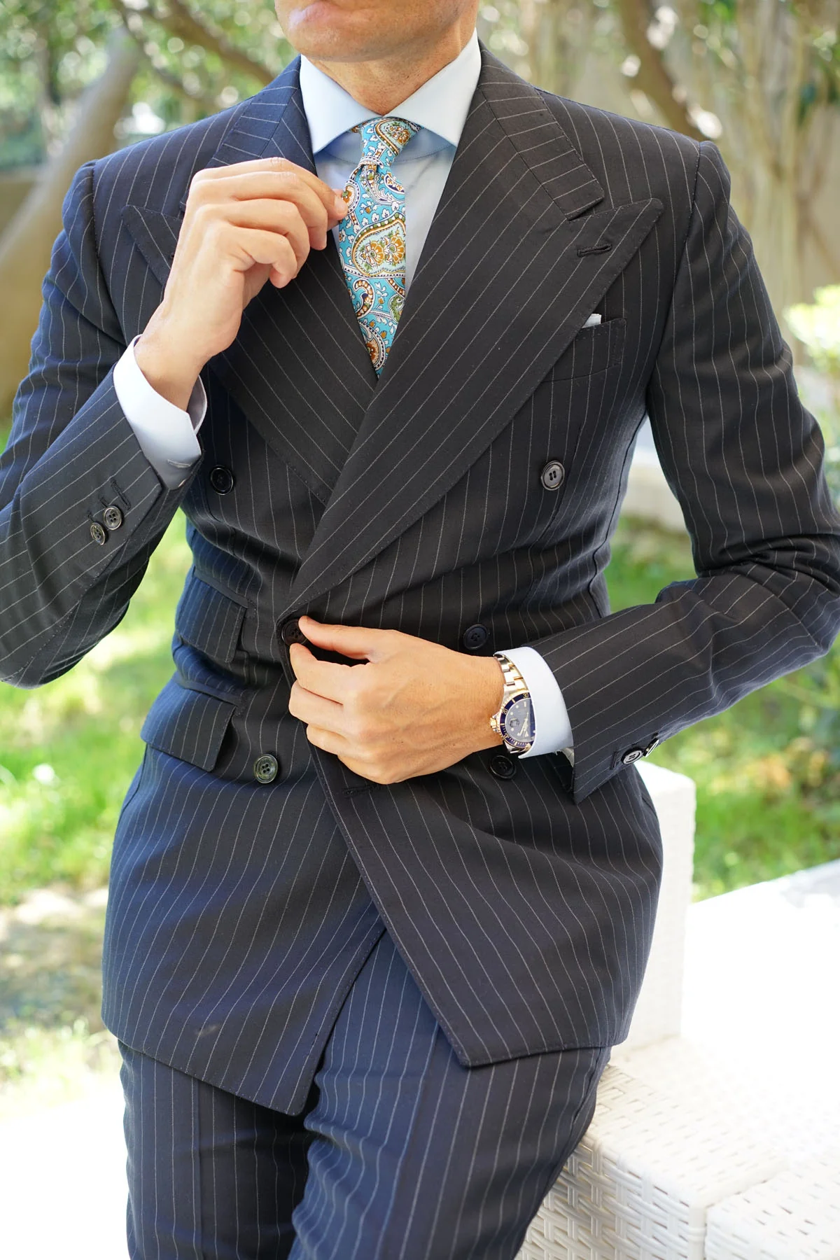 Isola Comacina Blue Paisley Skinny Tie - Image 8