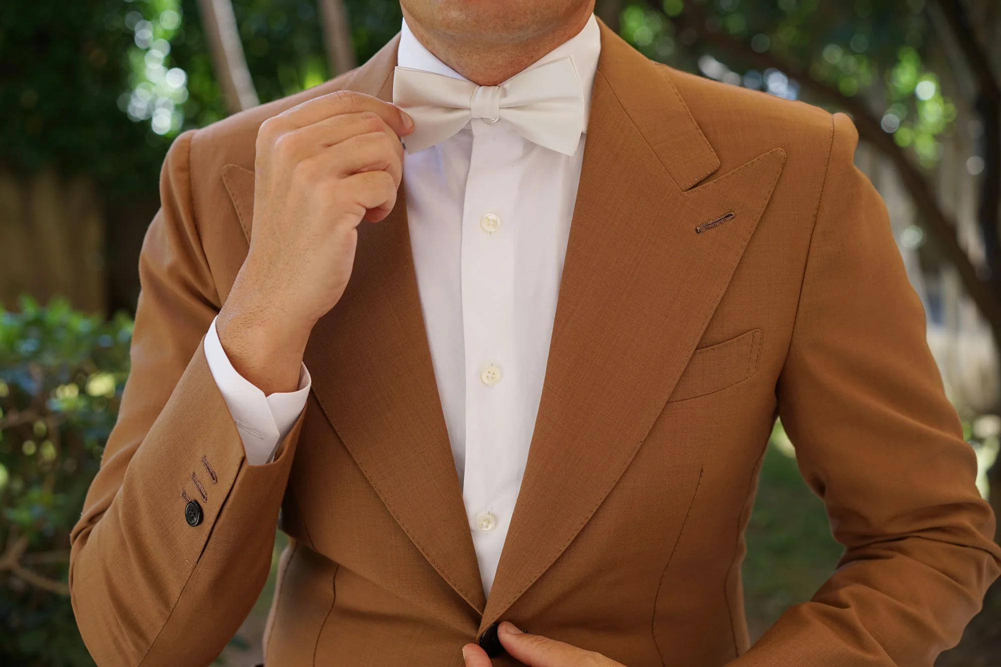Ivory Crisp Satin Bow Tie - Image 5