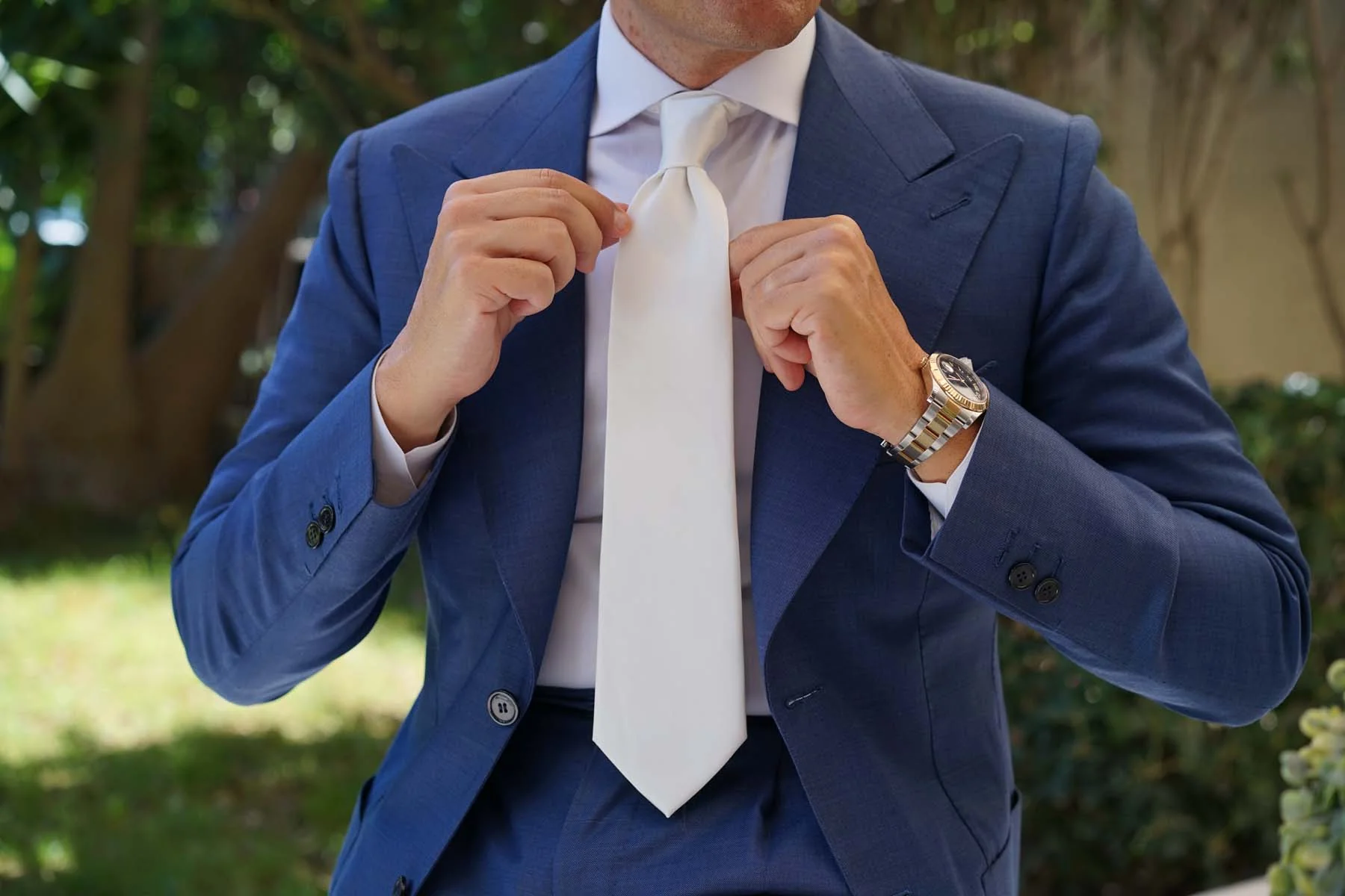 Ivory Crisp Satin Necktie - Image 4