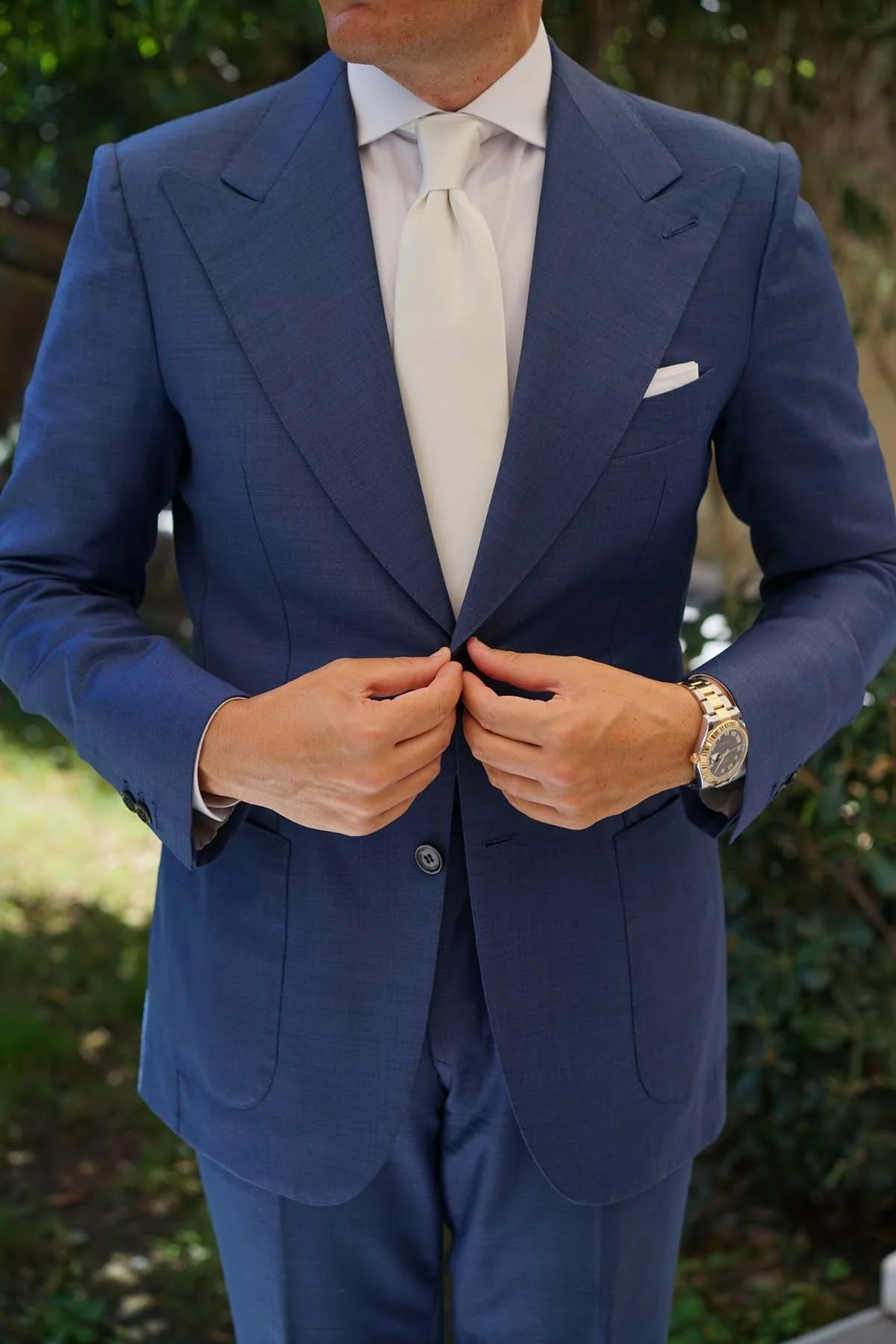 Ivory Crisp Satin Necktie - Image 9