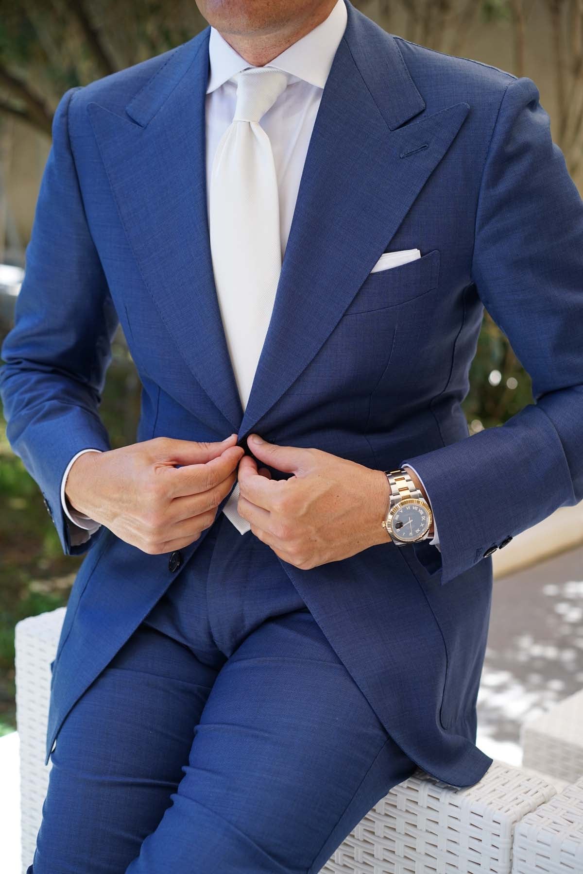 Ivory Crisp Twill Necktie - Image 8
