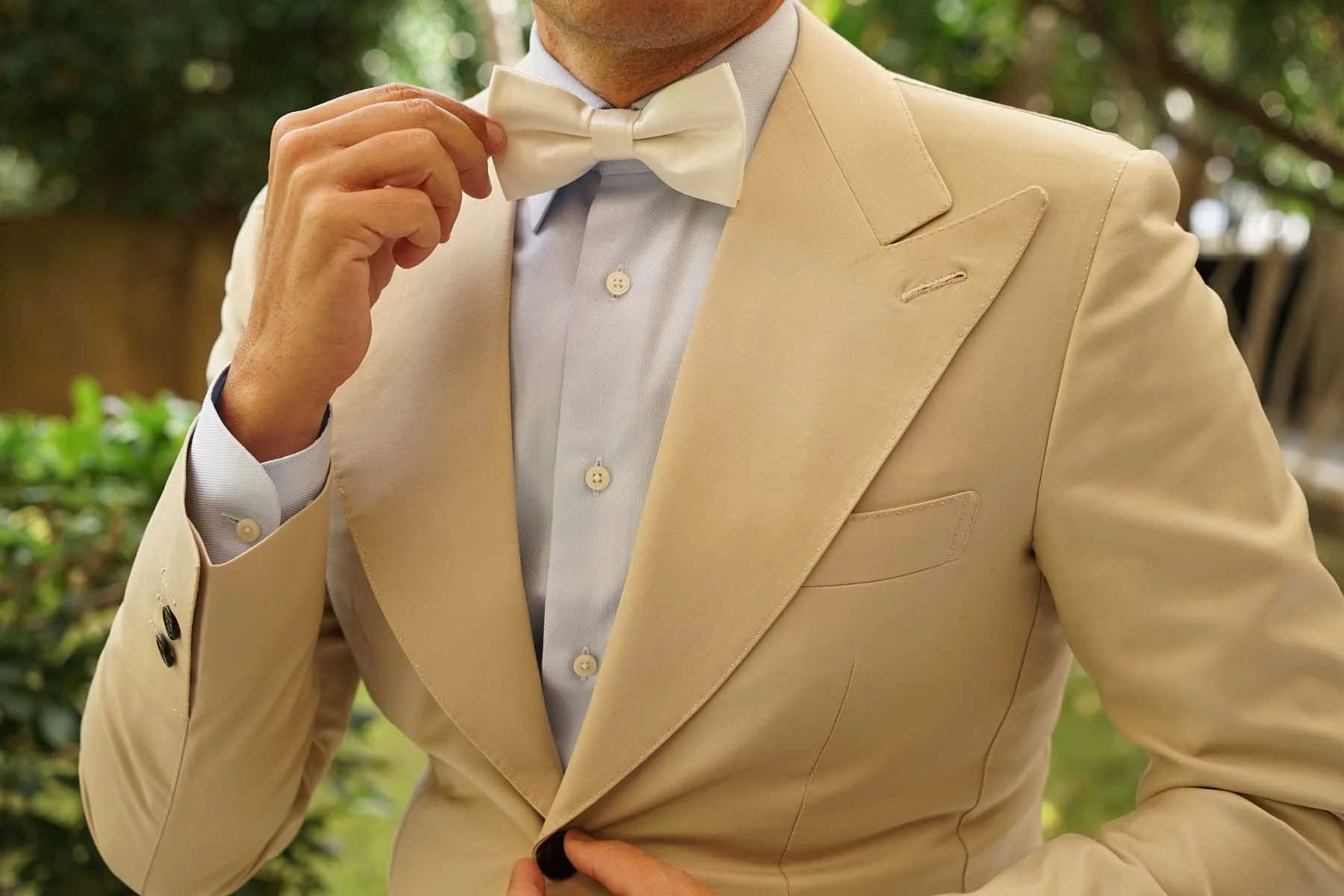 Ivory Satin Bow Tie - Image 3
