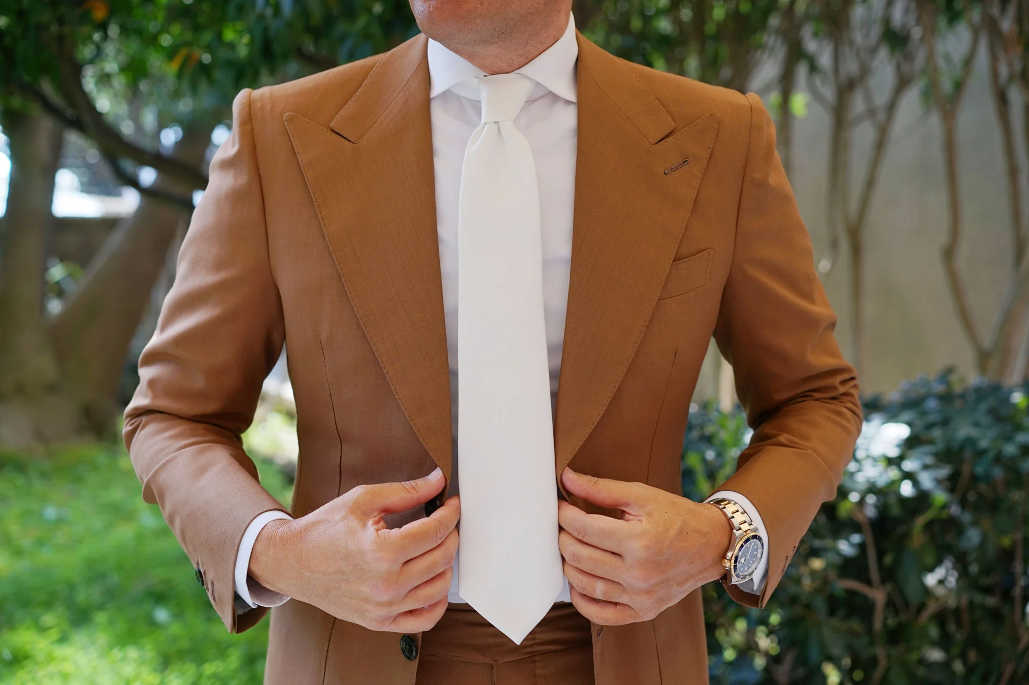 Ivory Satin Necktie - Image 11
