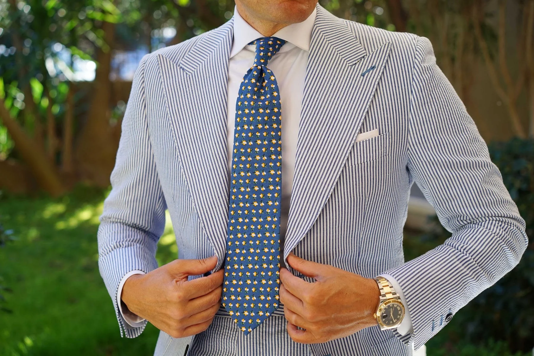 Iwaki Blue Petunia Floral Necktie - Image 8