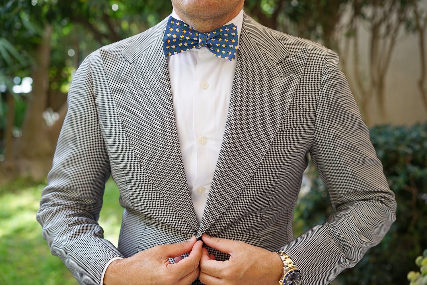 Iwaki Blue Petunia Floral Self Bow Tie - Image 4