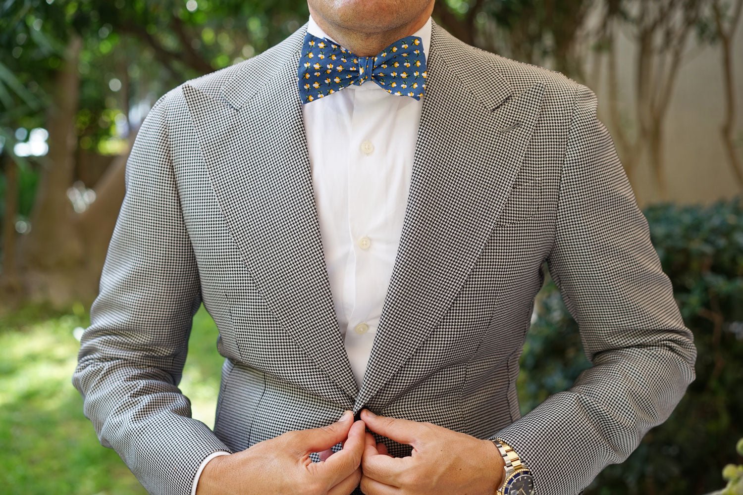 Iwaki Blue Petunia Floral Self Bow Tie - Image 9