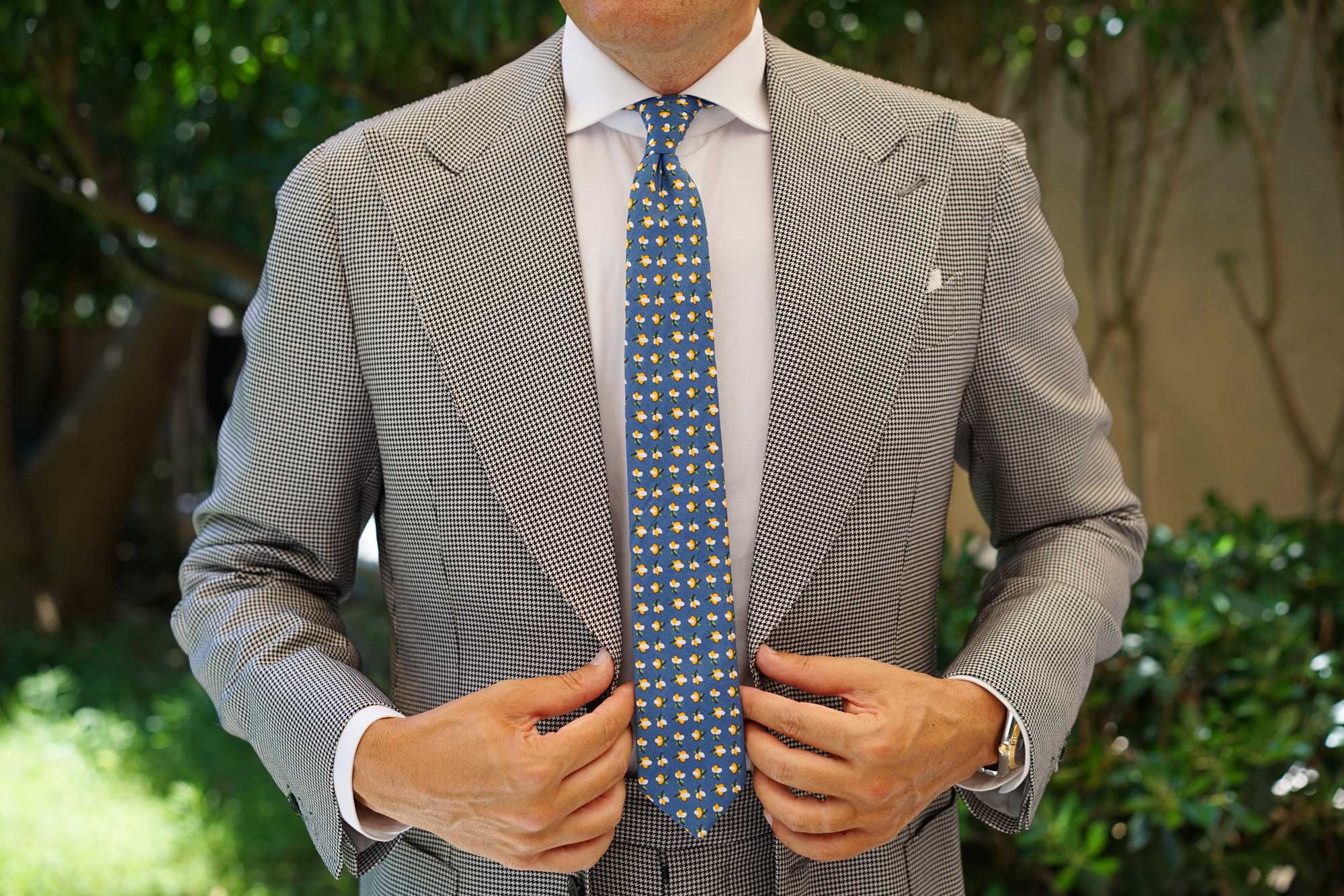 Iwaki Blue Petunia Floral Skinny Tie - Image 10