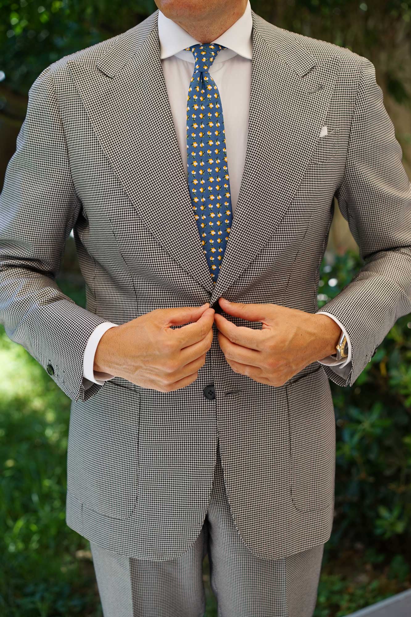 Iwaki Blue Petunia Floral Skinny Tie - Image 11