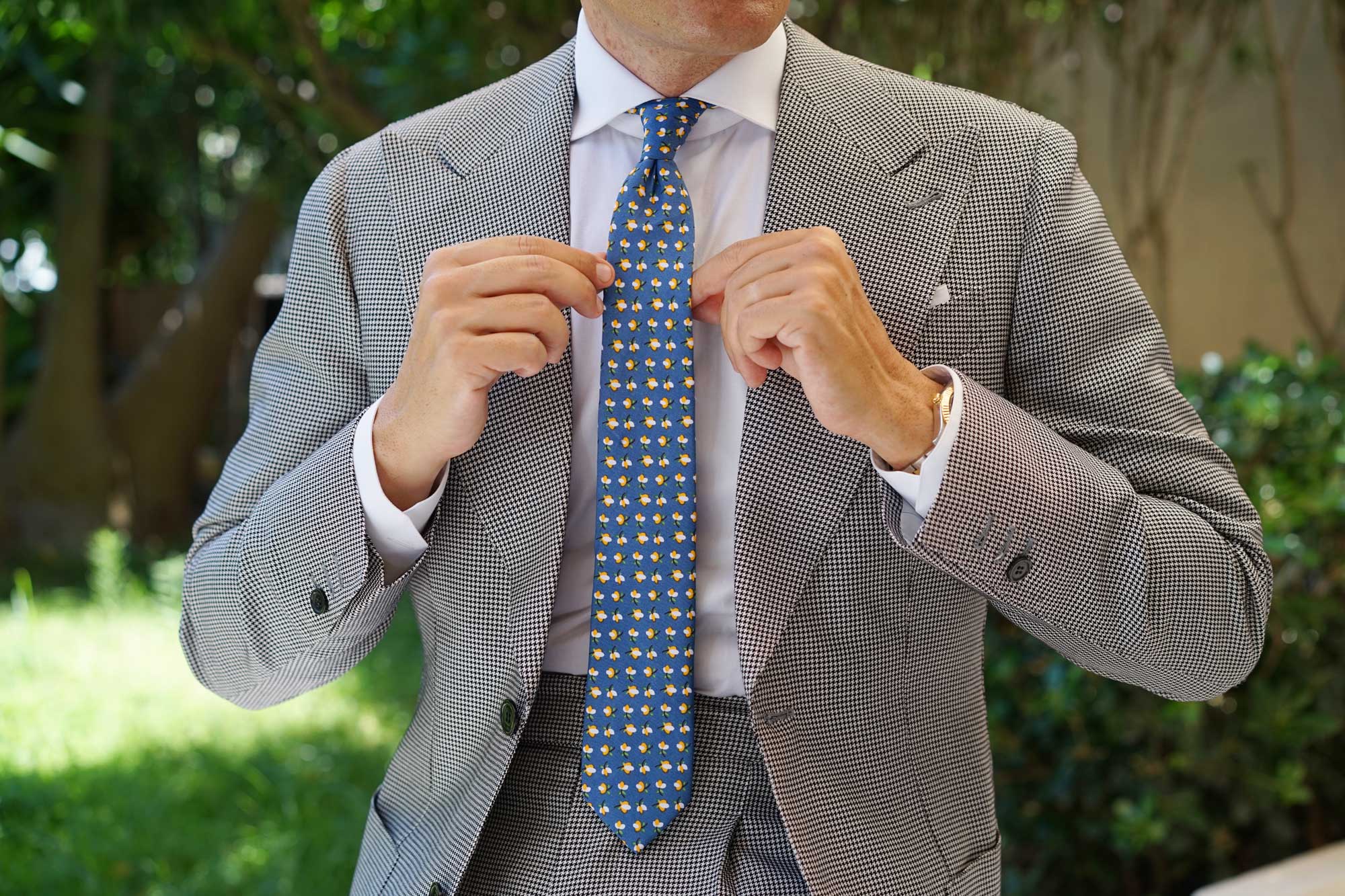Iwaki Blue Petunia Floral Skinny Tie - Image 12