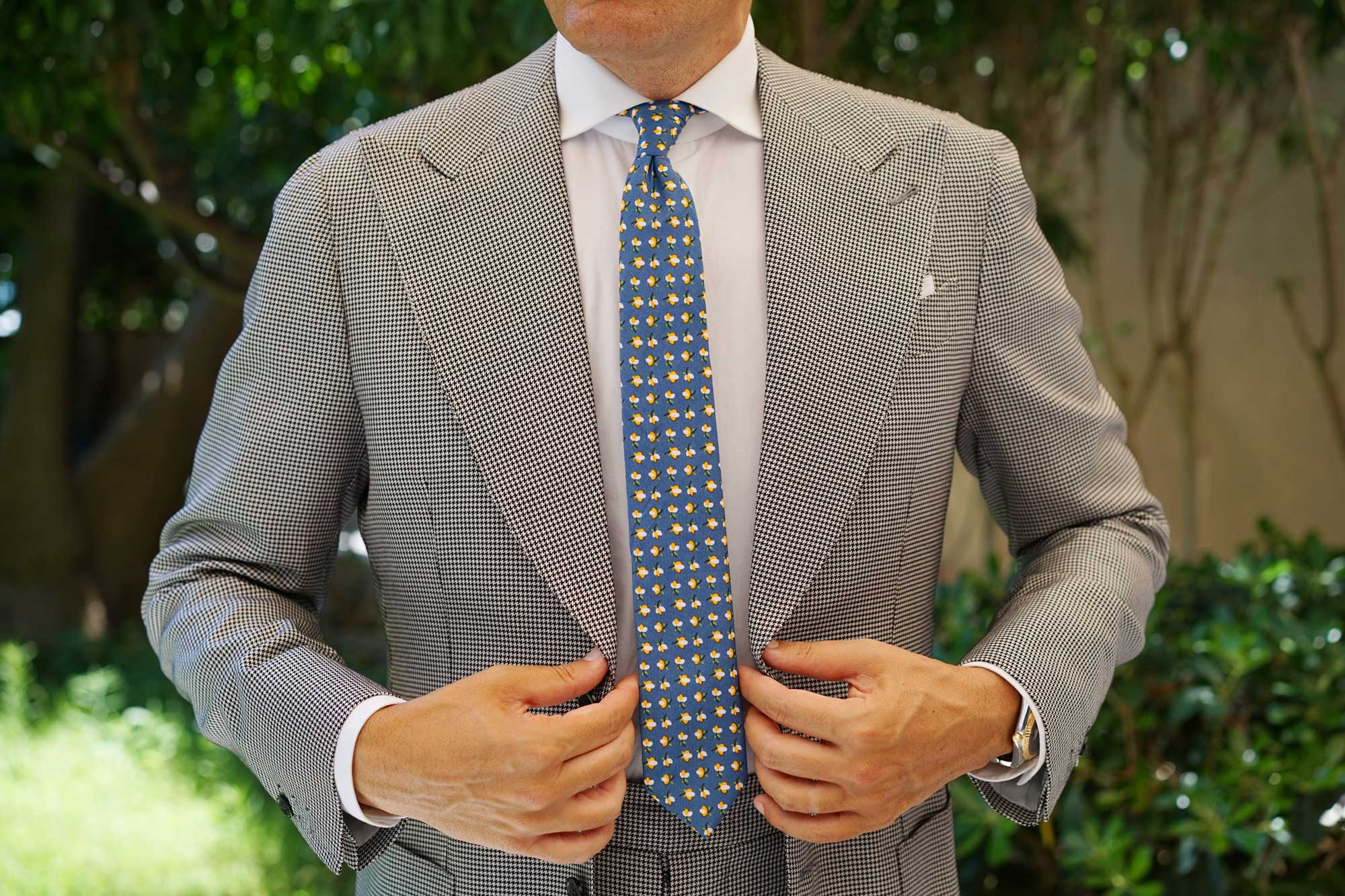 Iwaki Blue Petunia Floral Skinny Tie - Image 4