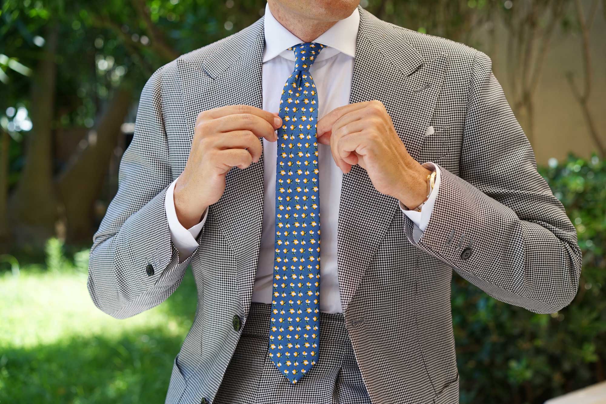 Iwaki Blue Petunia Floral Skinny Tie - Image 6