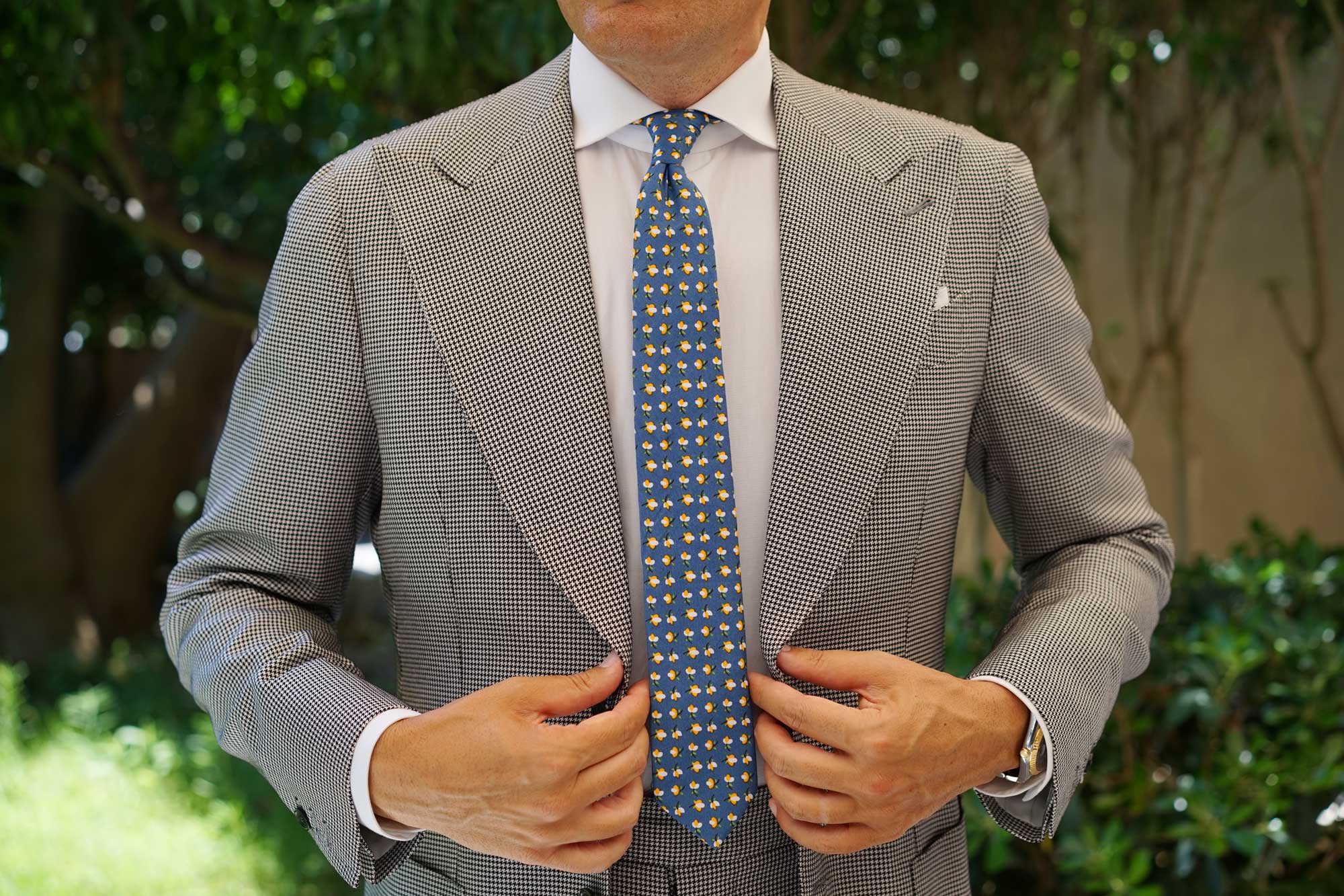 Iwaki Blue Petunia Floral Skinny Tie - Image 8