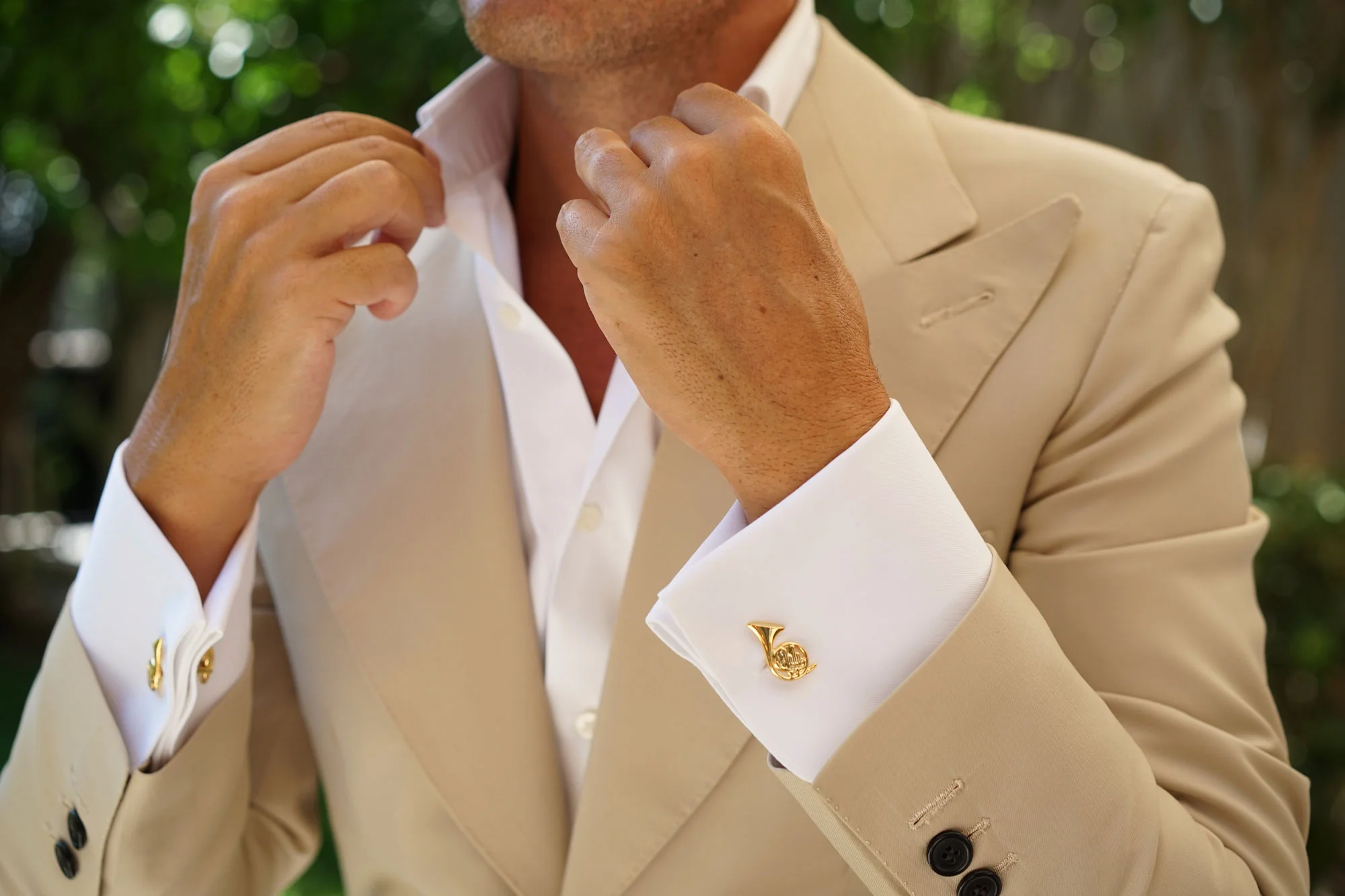 Jackie French Horn Gold Cufflinks - Image 3